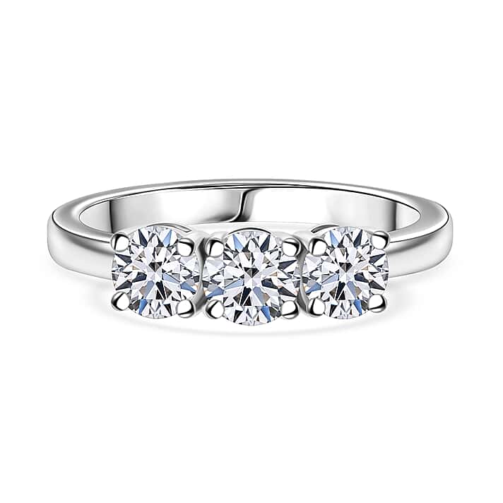 LUXURIANT 1 Ct. Lab Grown Diamond Trilogy Ring in 950 Platinum, SGL Certified