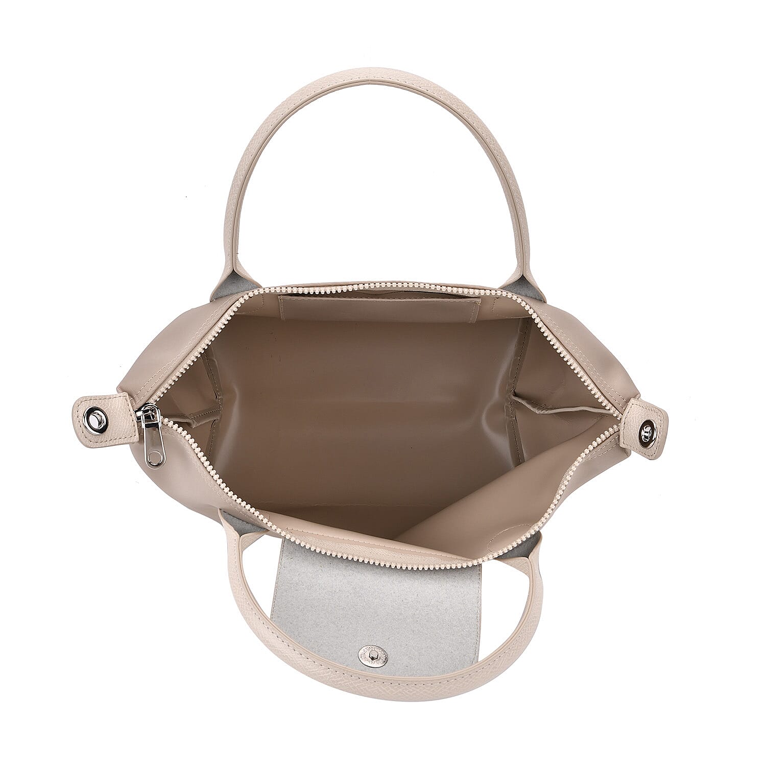 Stylish Water-Resistant Tote Bag with Top Handles & Strap - Beige