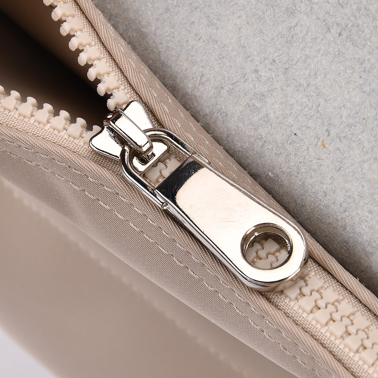 Stylish Water-Resistant Tote Bag with Top Handles & Strap - Beige