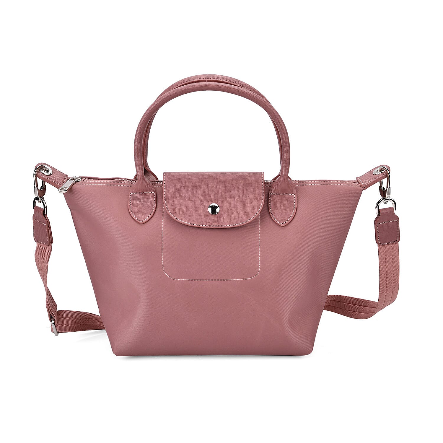 Stylish Water-Resistant Tote Bag with Top Handles & Strap - Pink