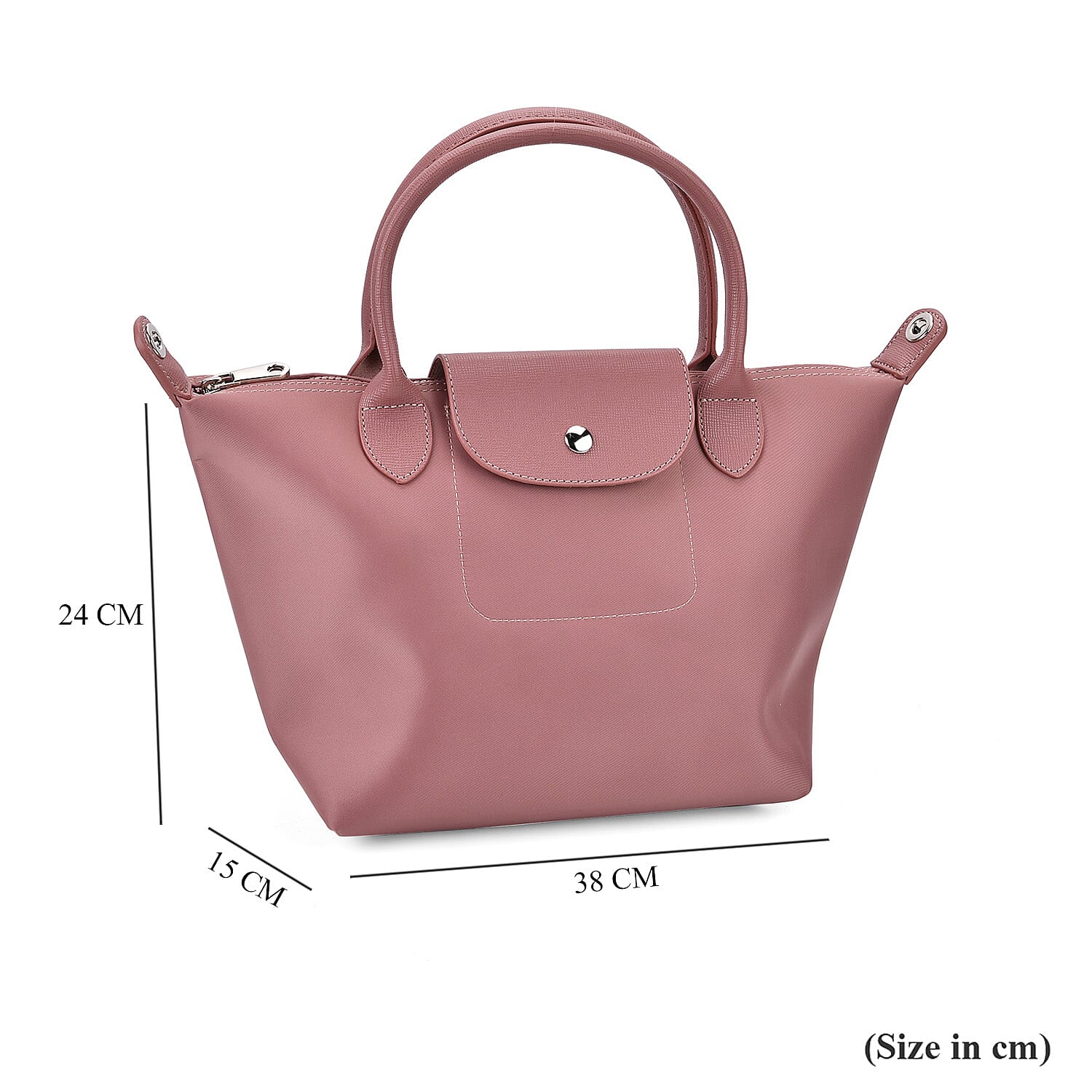 Stylish Water-Resistant Tote Bag with Top Handles & Strap - Pink