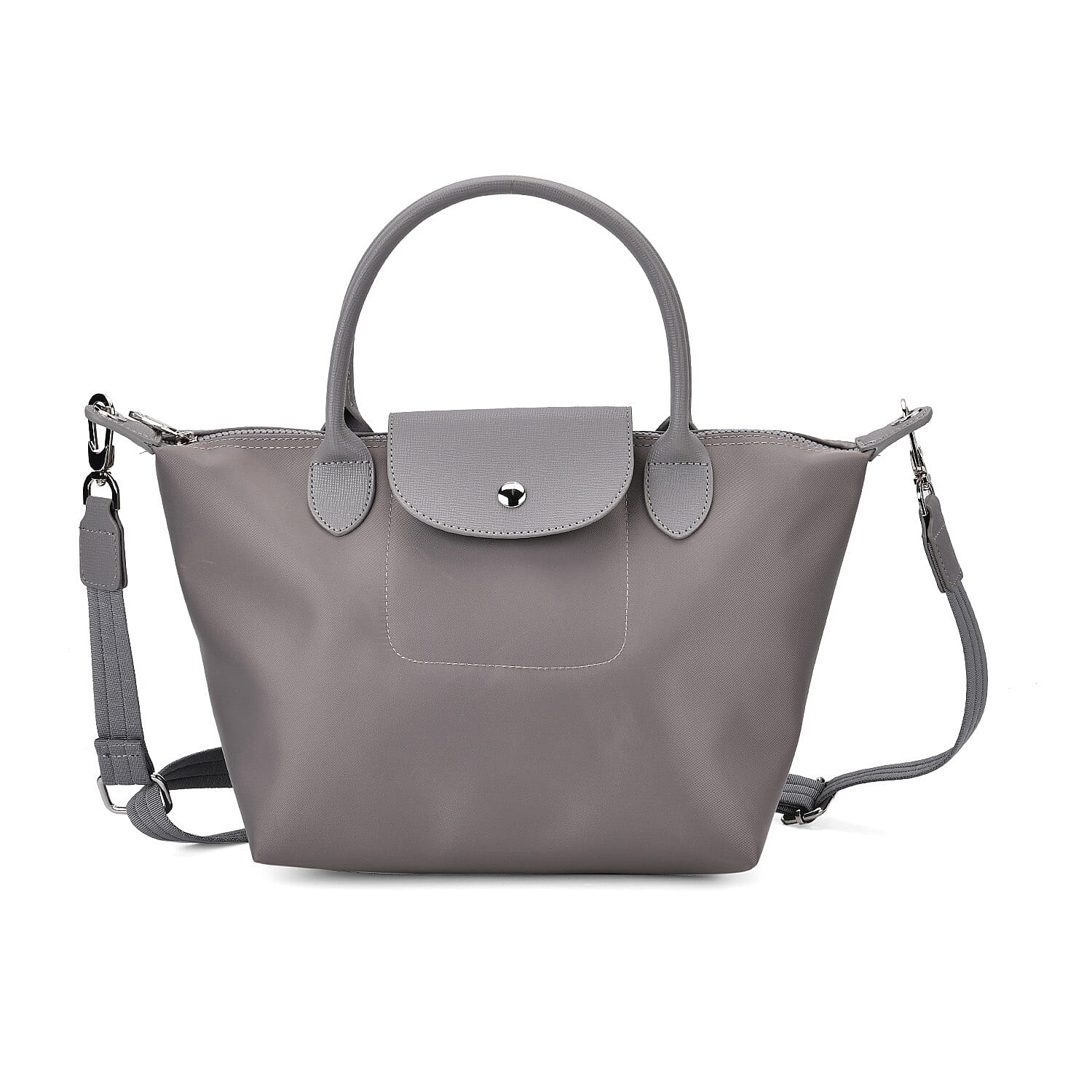 Stylish Water-Resistant Tote Bag with Top Handles & Strap - Grey