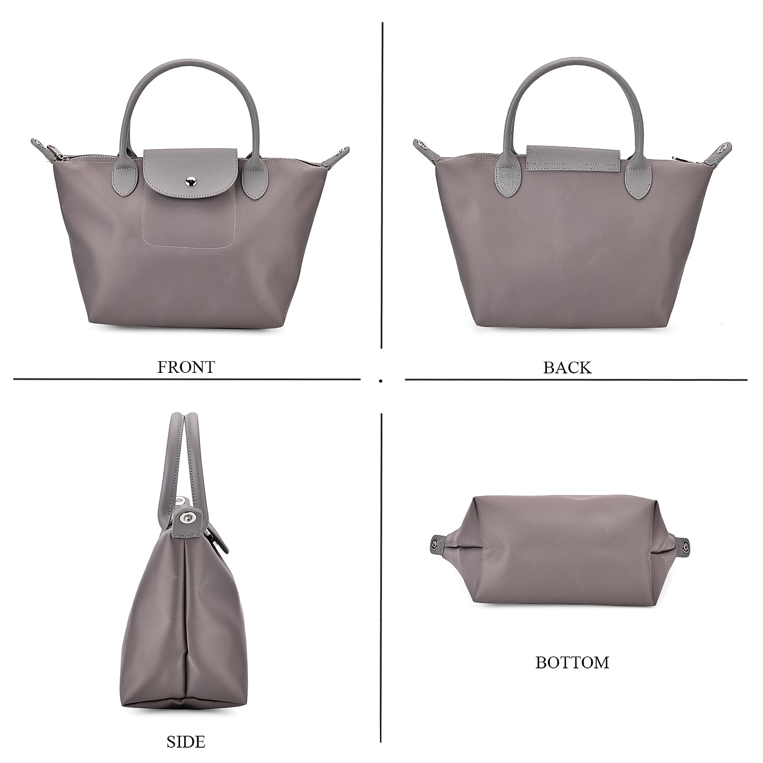 Stylish Water-Resistant Tote Bag with Top Handles & Strap - Grey