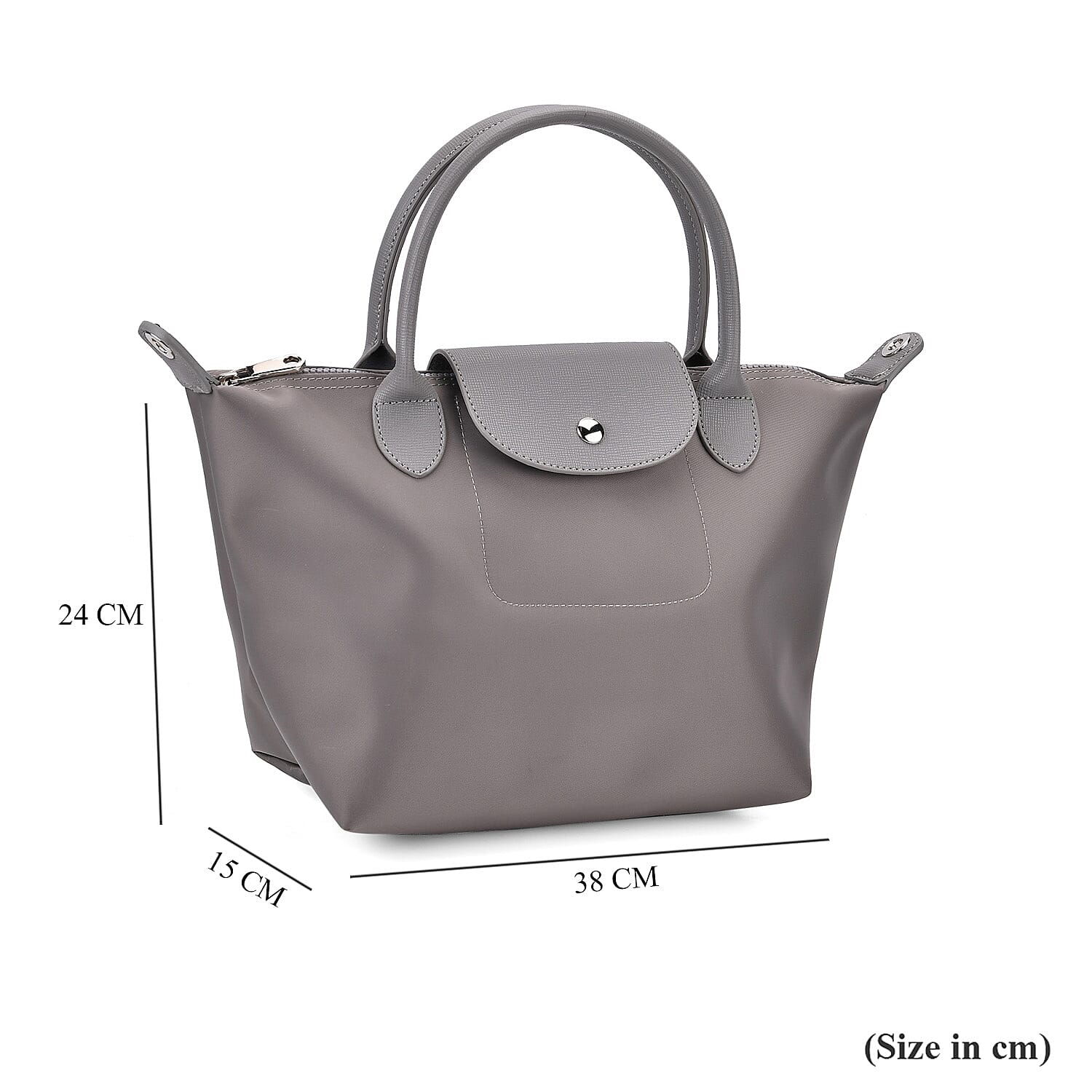 Stylish Water-Resistant Tote Bag with Top Handles & Strap - Grey