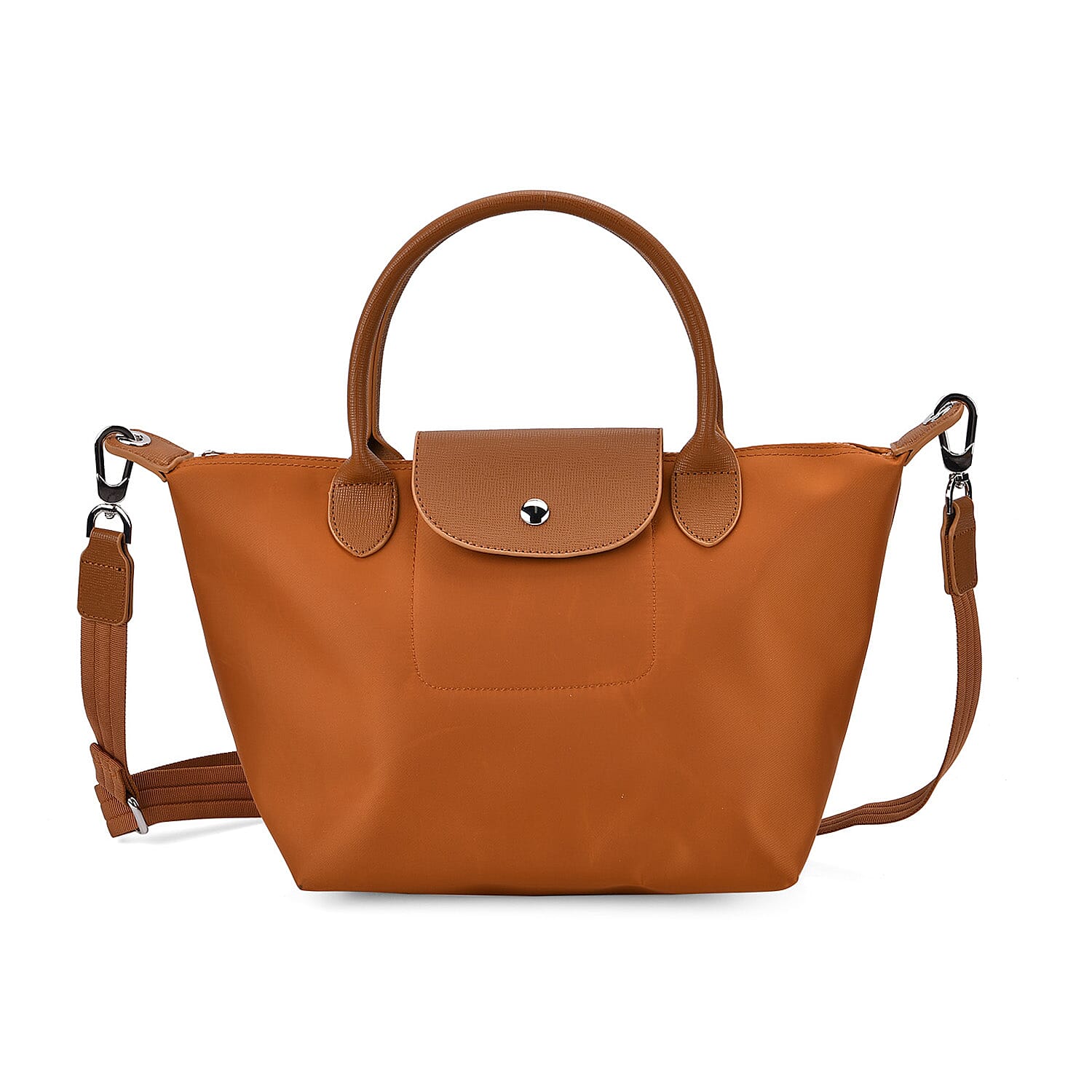 Stylish Water-Resistant Tote Bag with Top Handles & Strap - Tan