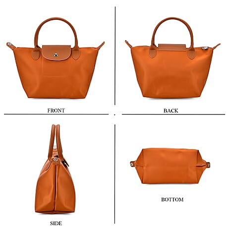 Stylish Water-Resistant Tote Bag with Top Handles & Strap - Tan