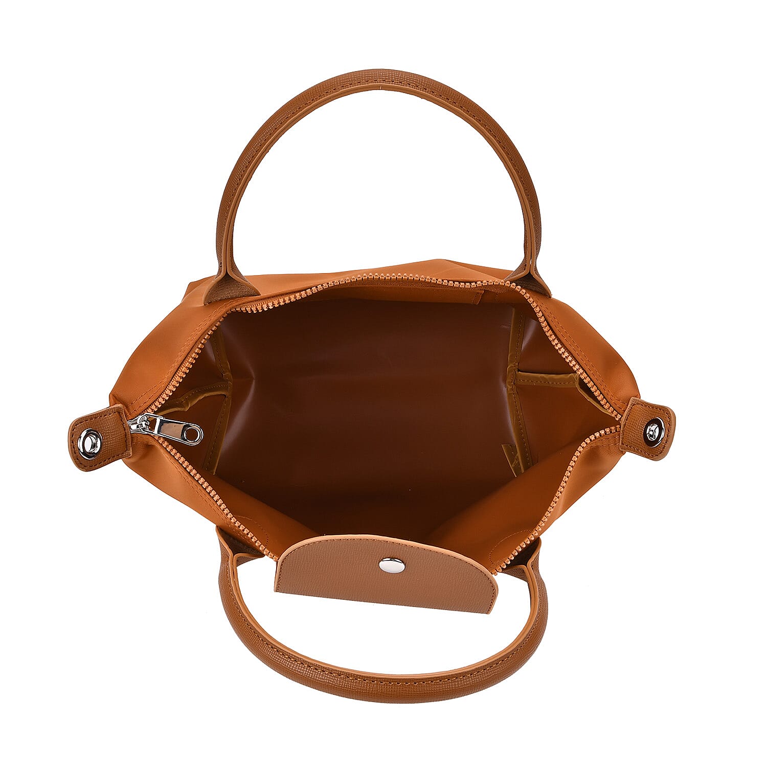 Stylish Water-Resistant Tote Bag with Top Handles & Strap - Tan