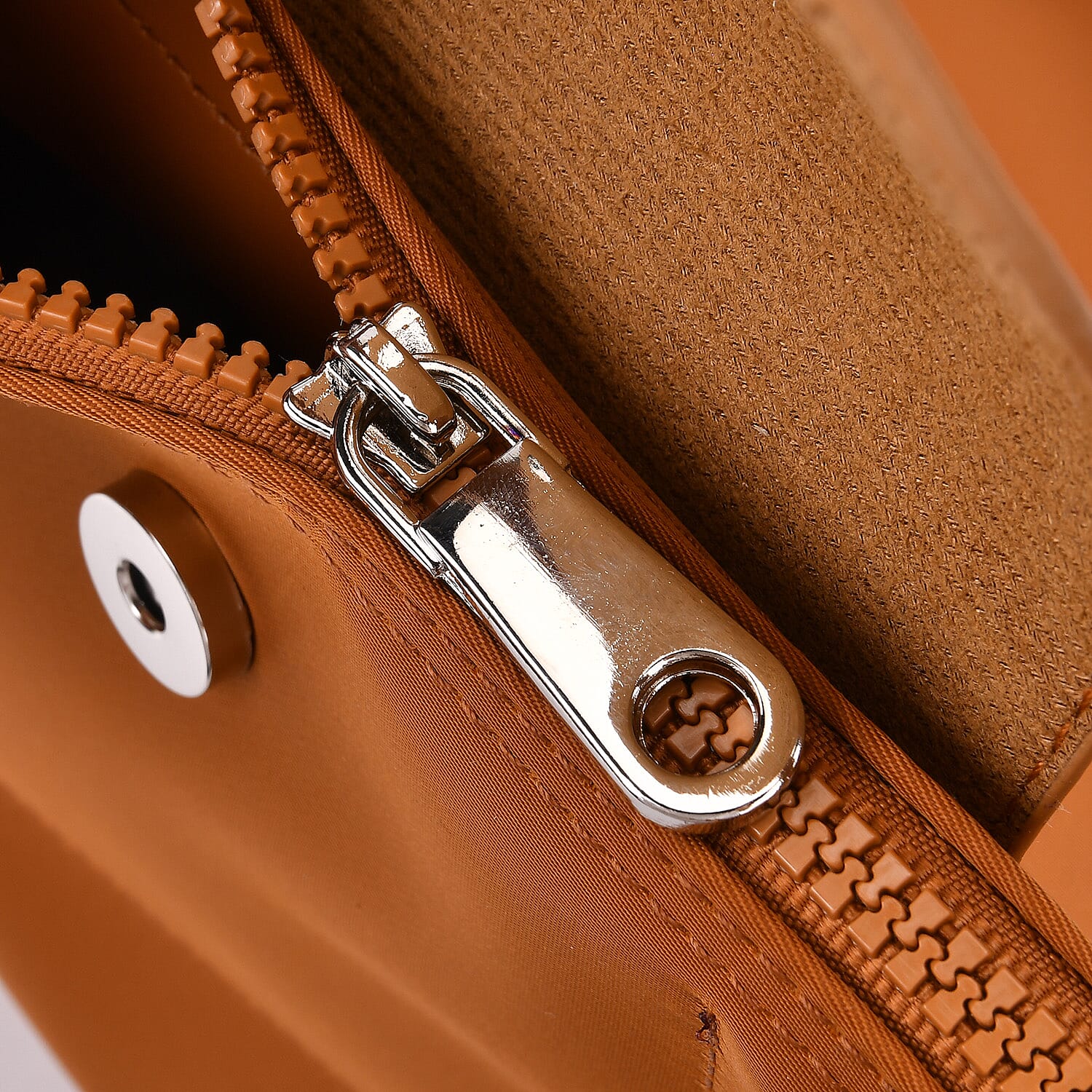 Stylish Water-Resistant Tote Bag with Top Handles & Strap - Tan