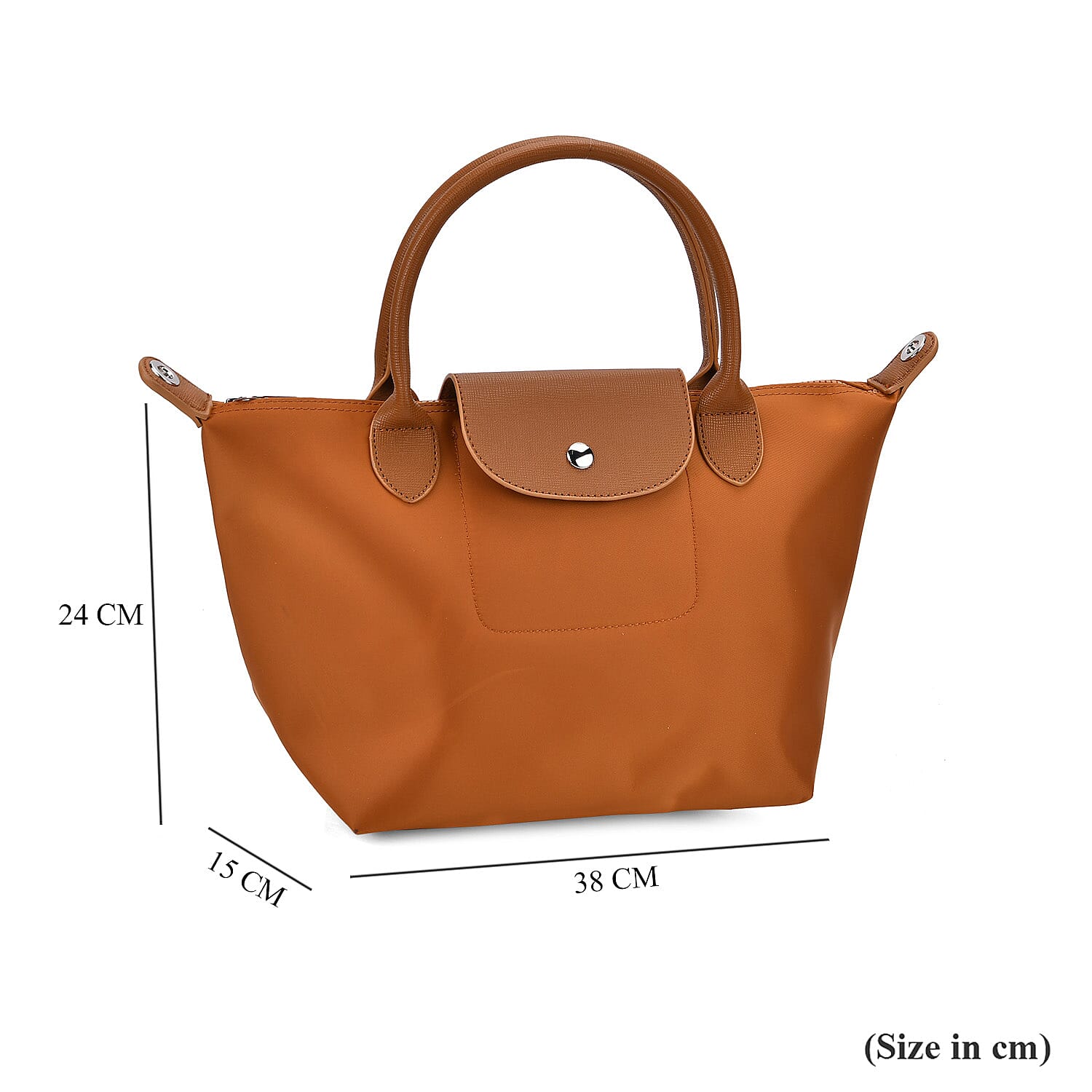 Stylish Water-Resistant Tote Bag with Top Handles & Strap - Tan