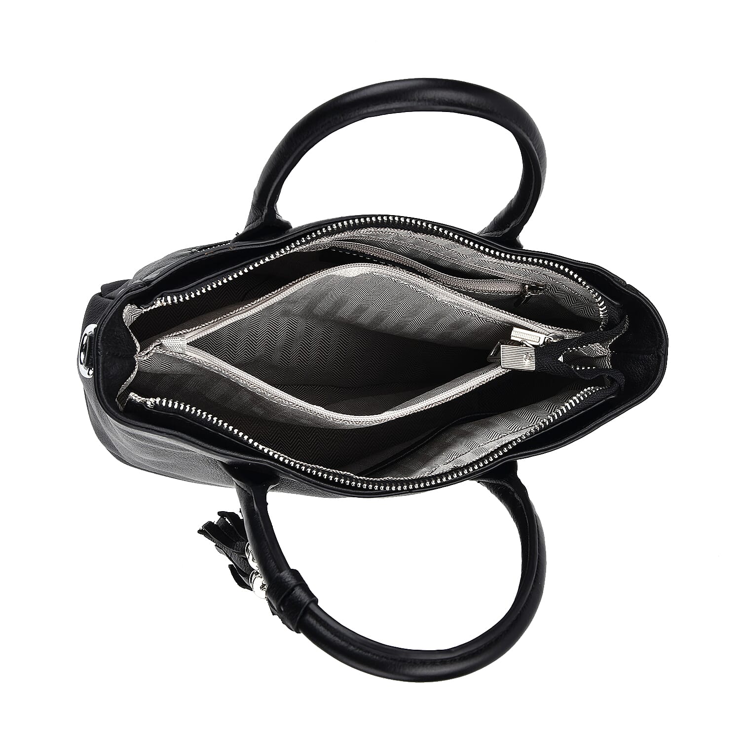 Leather Patterned Crossbody Bag (Size 22x10x24 cm) - Black & Black