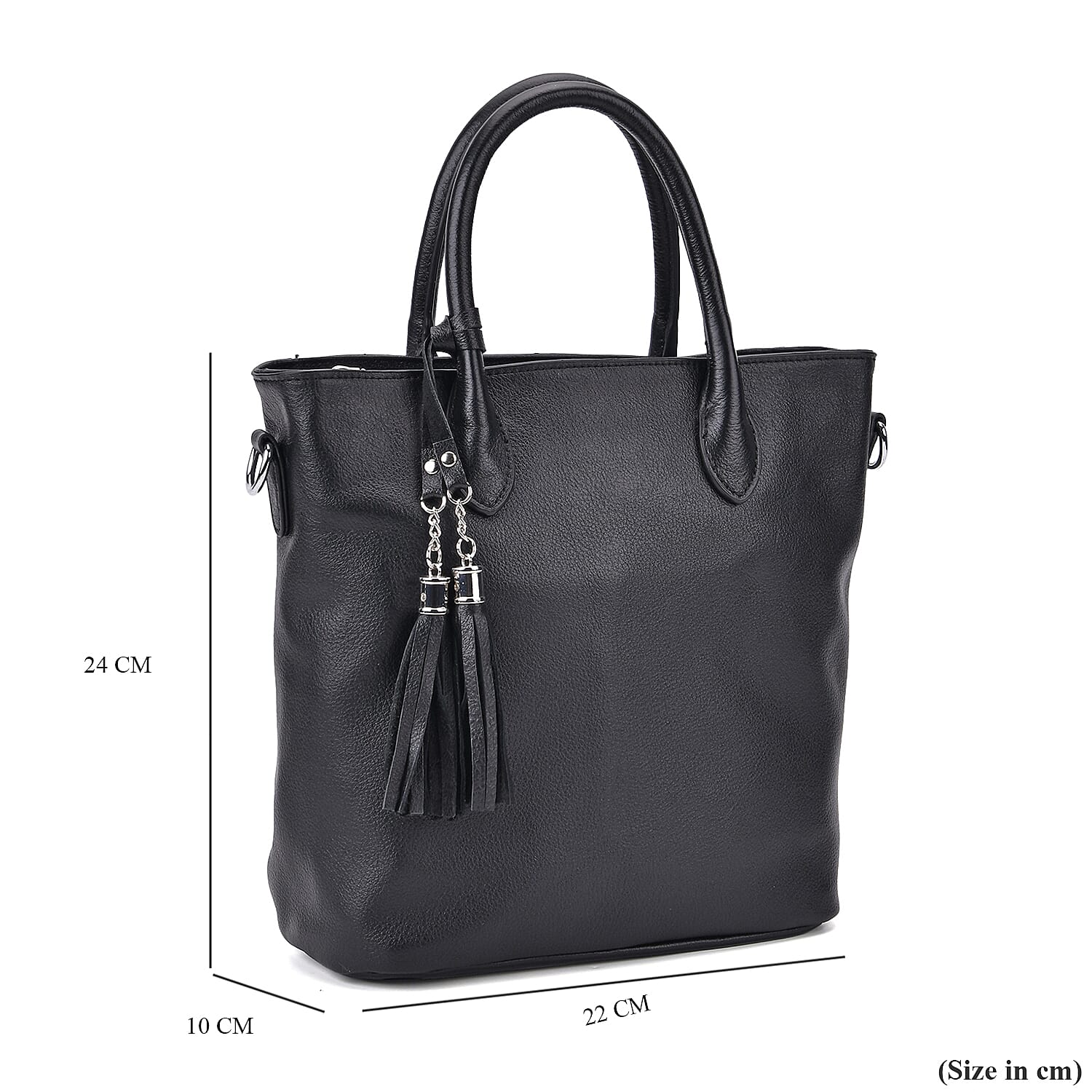 Leather Patterned Crossbody Bag (Size 22x10x24 cm) - Black & Black