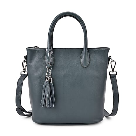 Leather Patterned Crossbody Bag (Size 22x10x24 cm) - Blue & Black