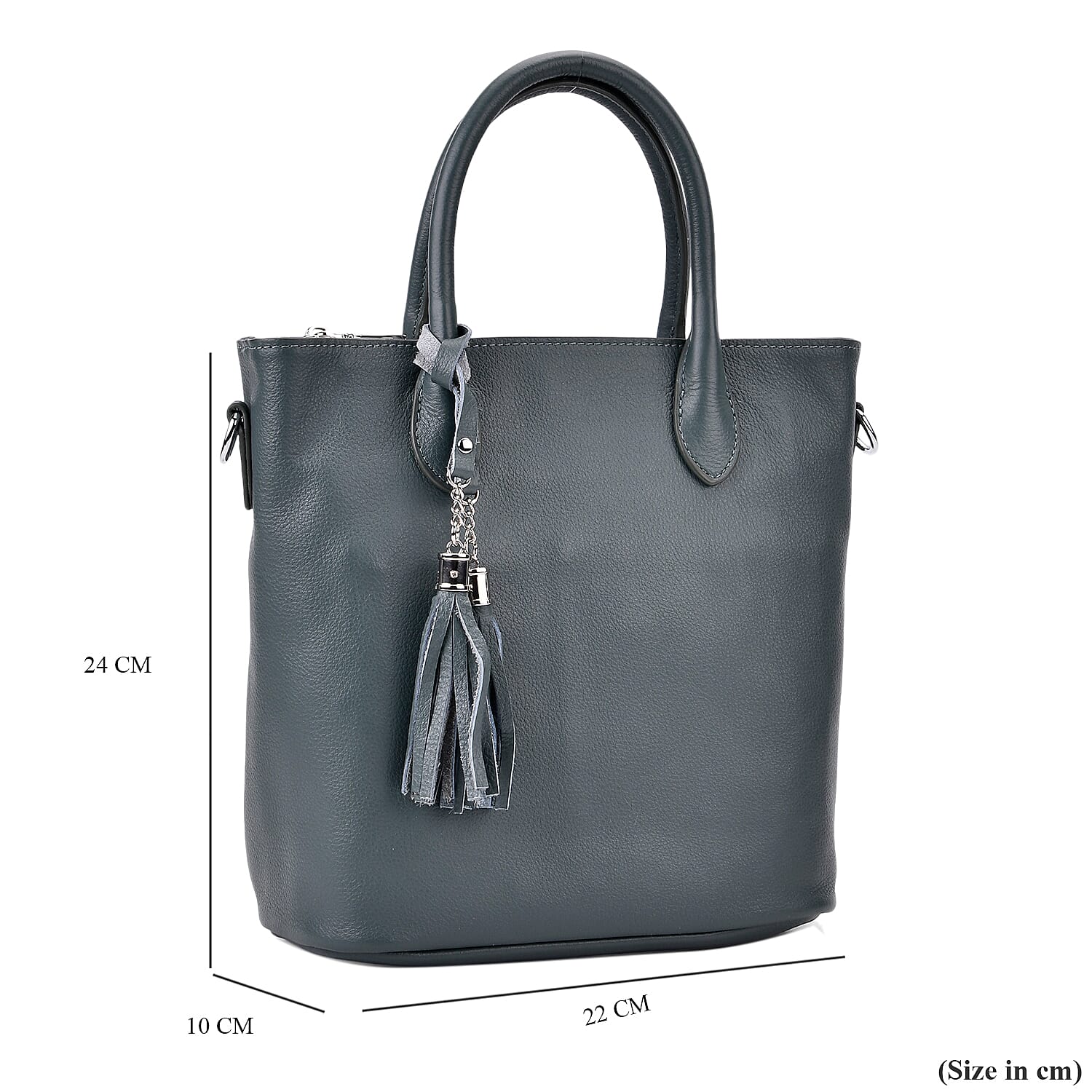 Leather Patterned Crossbody Bag (Size 22x10x24 cm) - Blue & Black