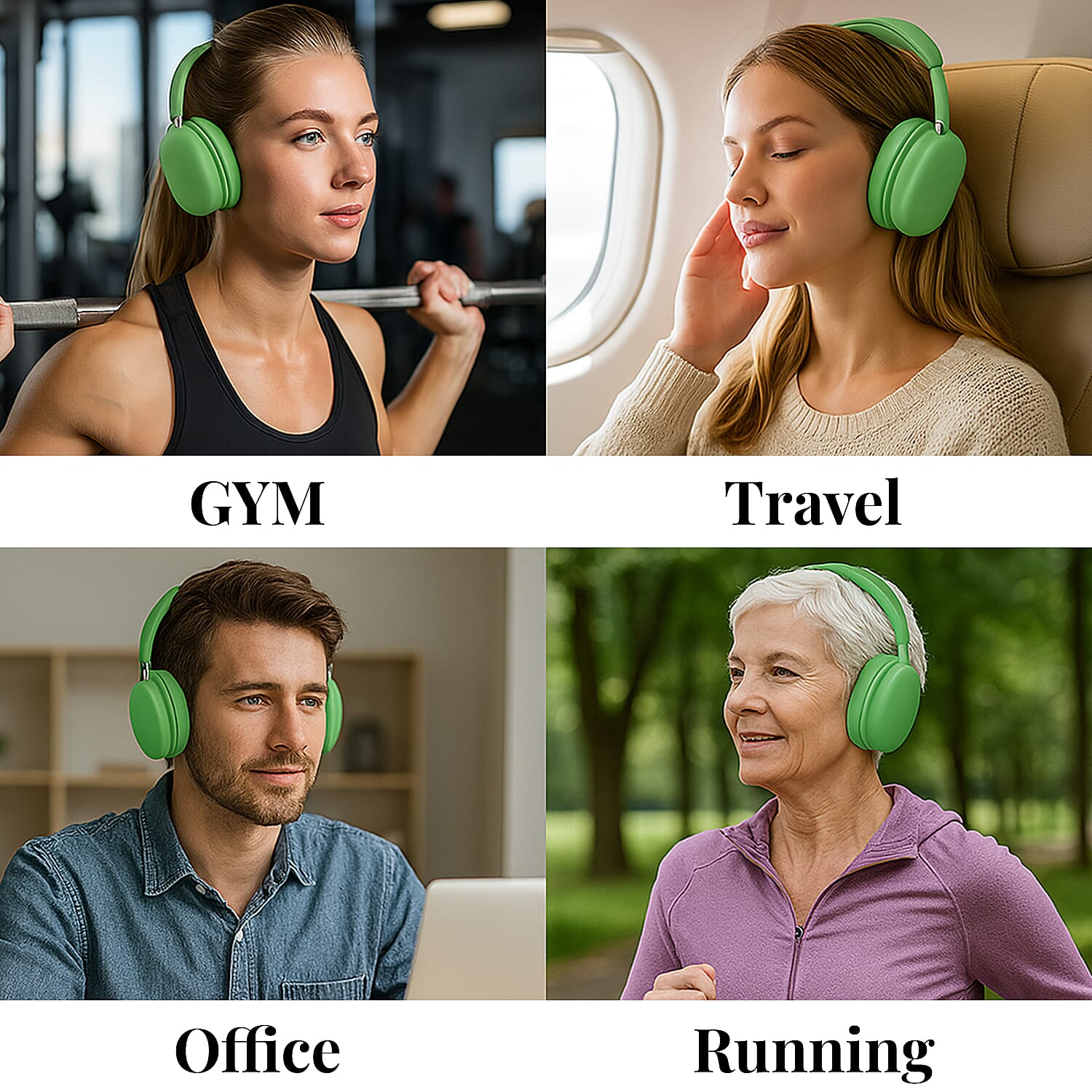 BIGGEST CLOSEOUT DEAL - Wireless Headphones with Noise-cancellation - Green BIGGEST CLOSEOUT DEAL - Wireless Headphones with Noise-cancellation - Green