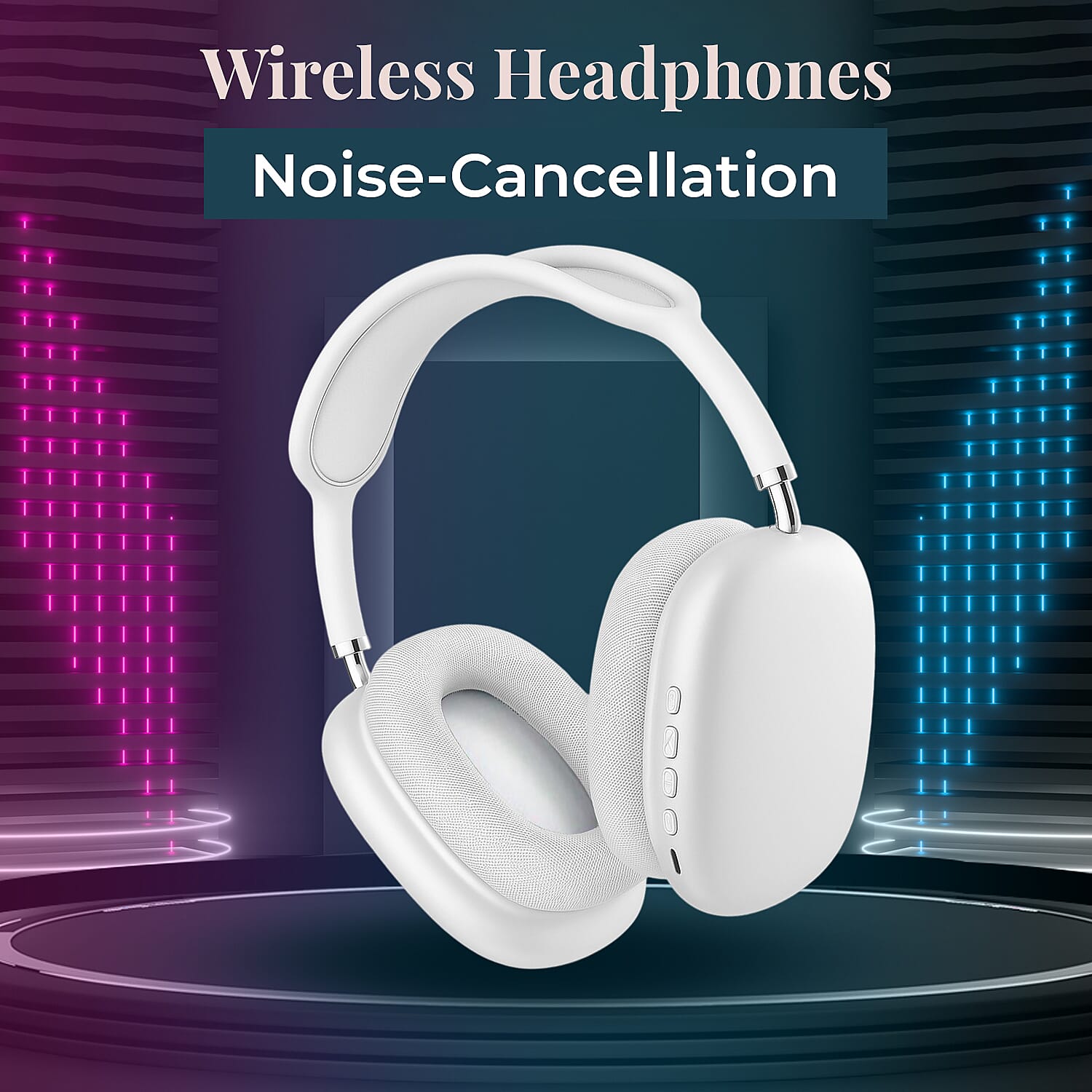 Wireless Bluetooth Headphone with Noise Cancellation - White