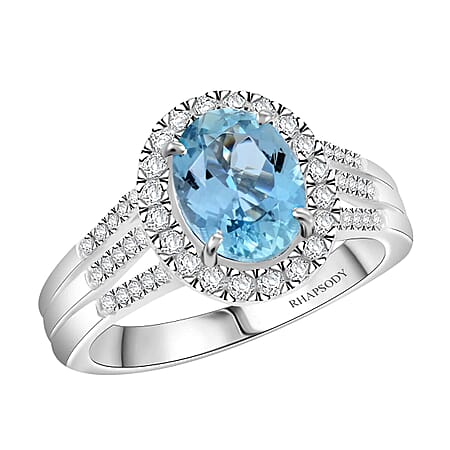 Appraised and Certified 2.05 Ct. Santamaria Aquamarine, Diamond Halo Ring in 950 Platinum