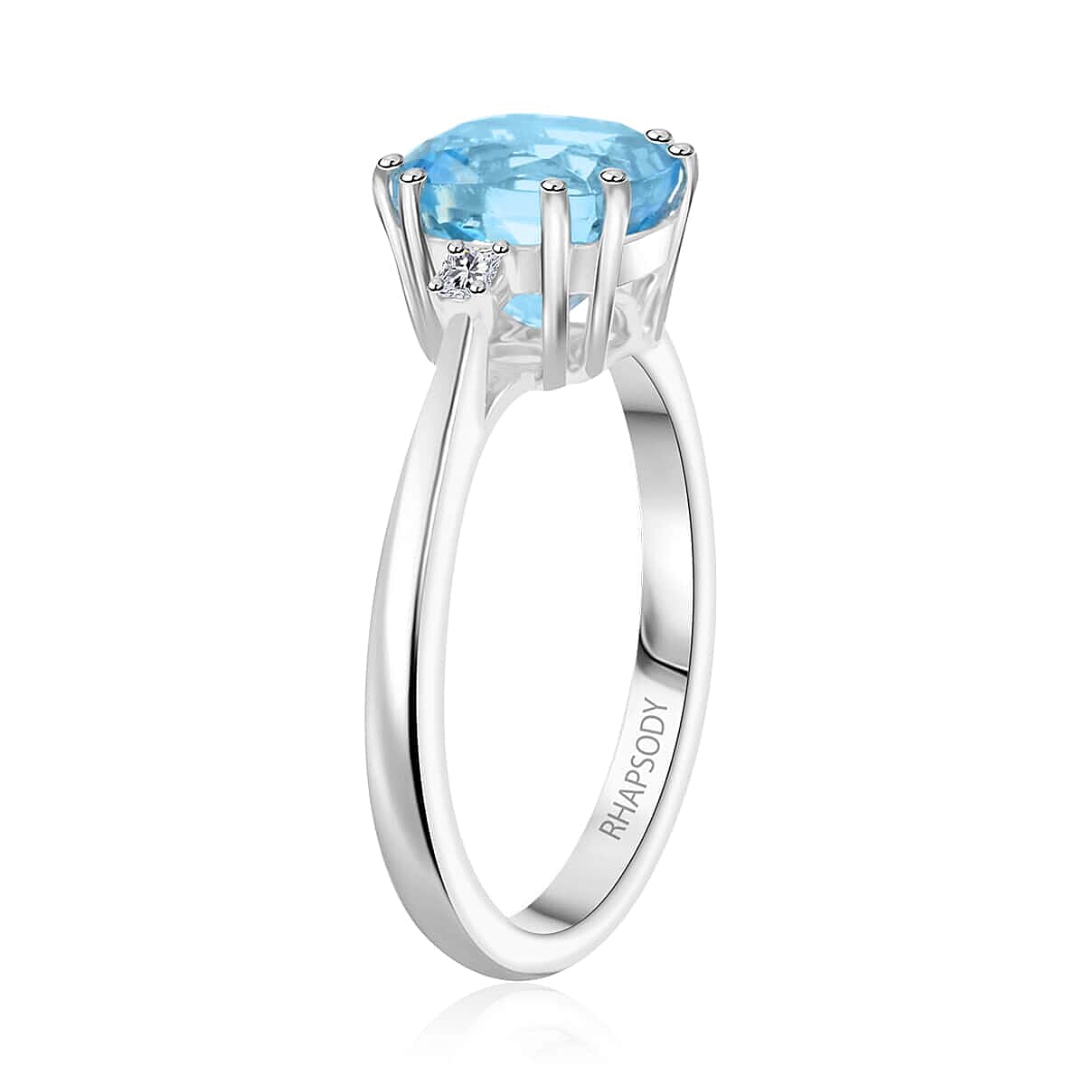 Rhapsody  950 Platinum  AAAA  Santamaria Aquamarine   White Diamond  VS Ring 2.35 ct,  Platinum Wt. 5.82 Gms  2.350  Ct.