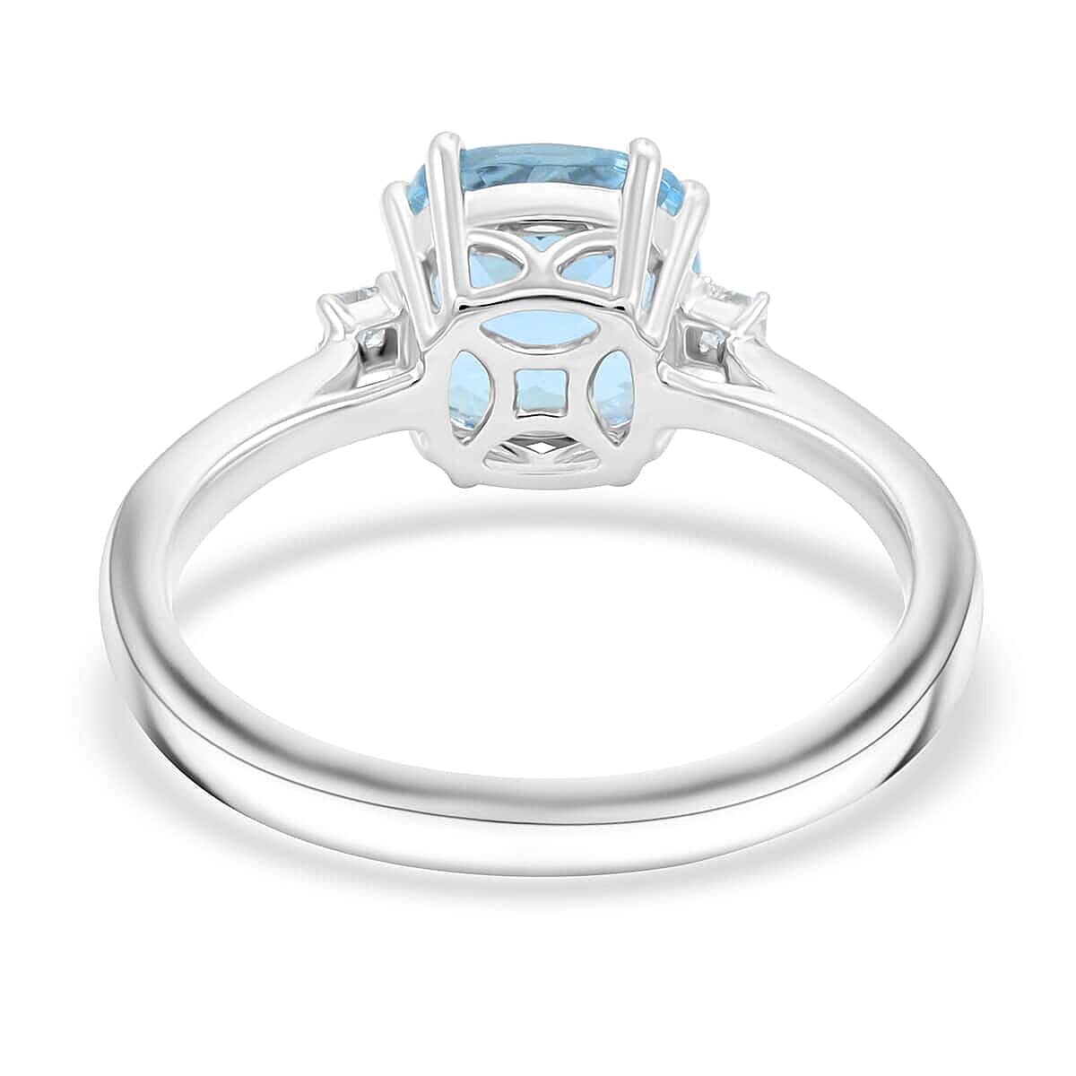 Rhapsody  950 Platinum  AAAA  Santamaria Aquamarine   White Diamond  VS Ring 2.35 ct,  Platinum Wt. 5.82 Gms  2.350  Ct.