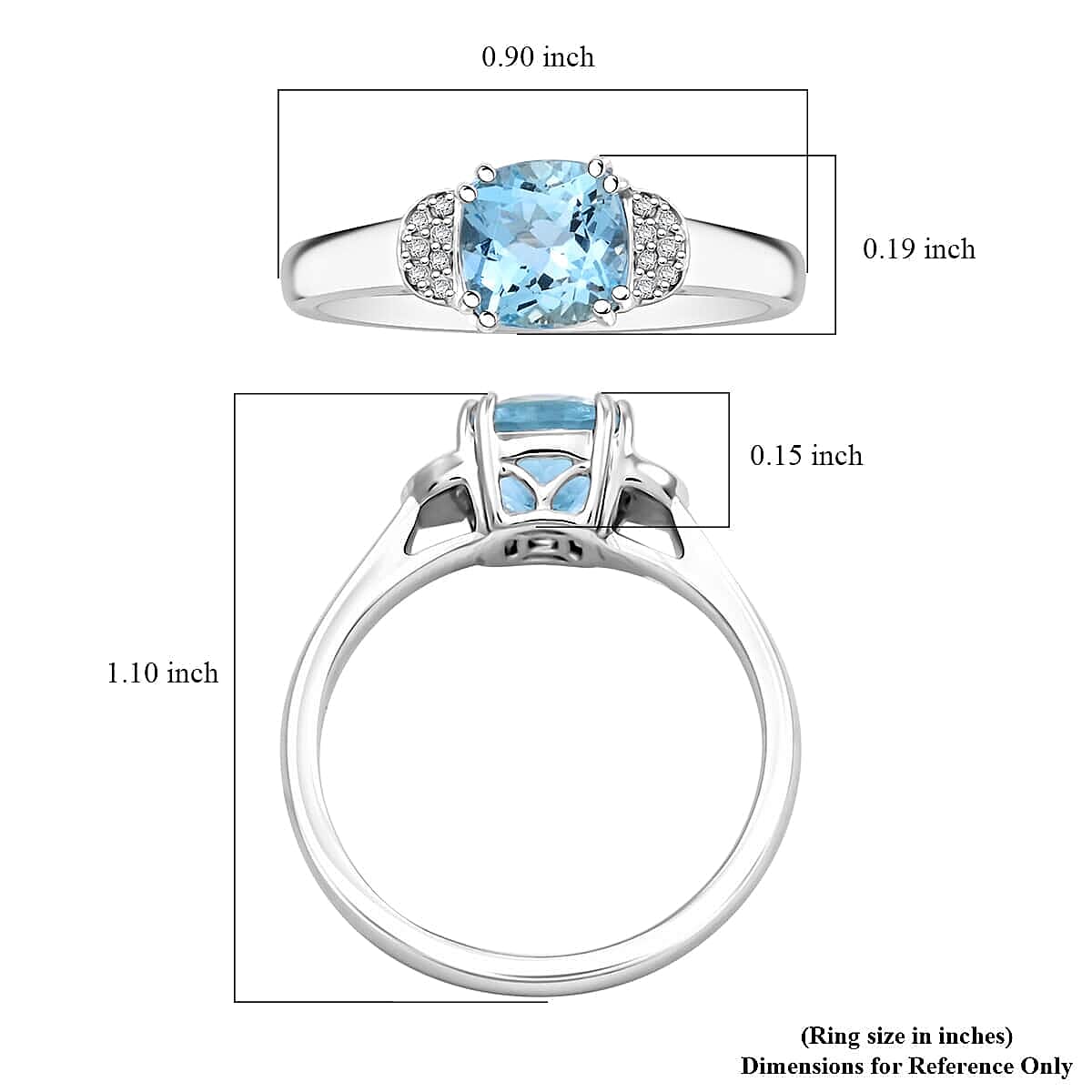 Luxoro 10K White Gold AAA Santamaria Aquamarine , White Diamond I2 Ring 1.55 ct, Gold Wt. 3.59 Gms 1.550 Ct. Luxoro 10K White Gold AAA Santamaria Aquamarine , White Diamond I2 Ring 1.55 ct, Gold Wt. 3.59 Gms 1.550 Ct.