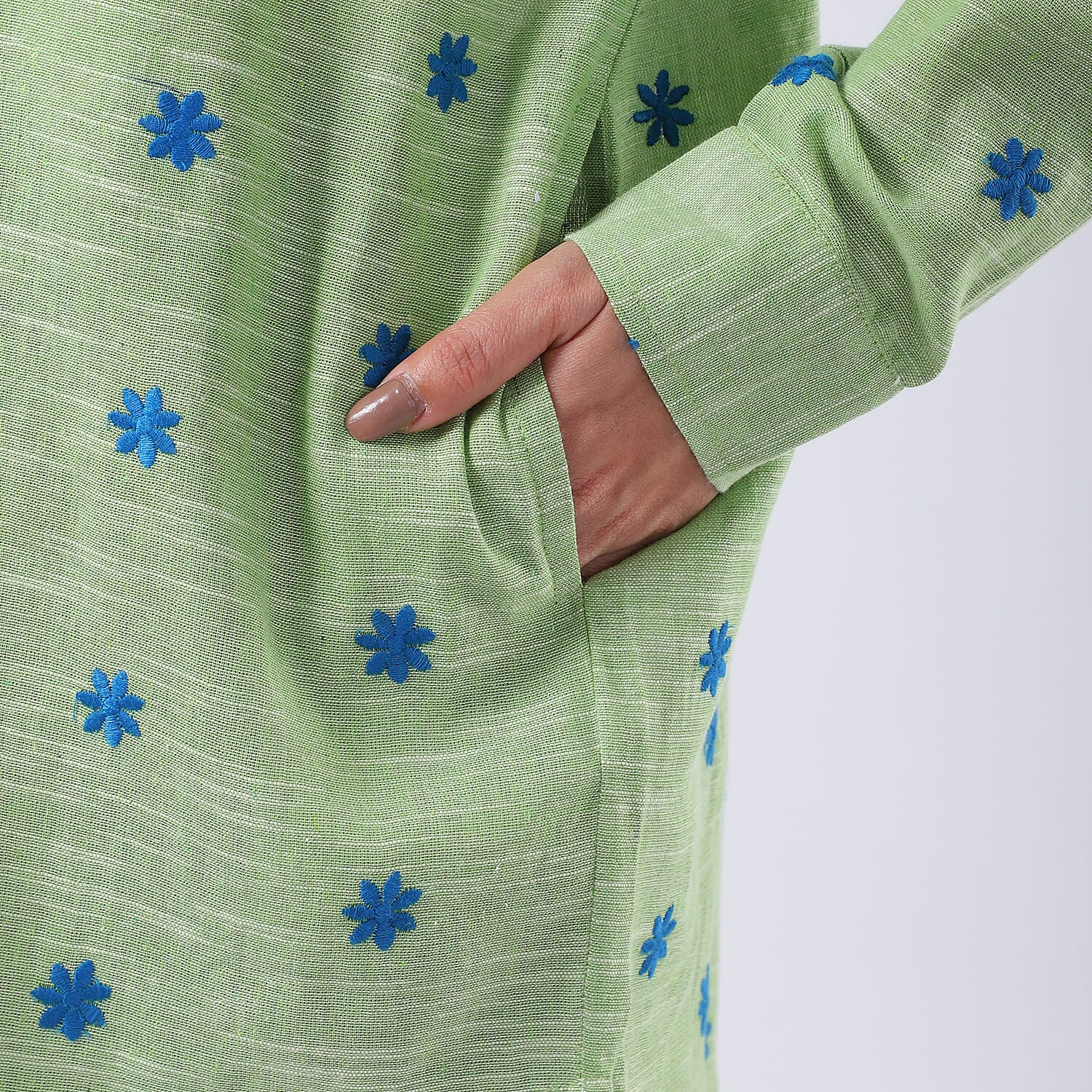 Pure Cotton Relaxed Fit Embroidered Long Sleeve Shirt