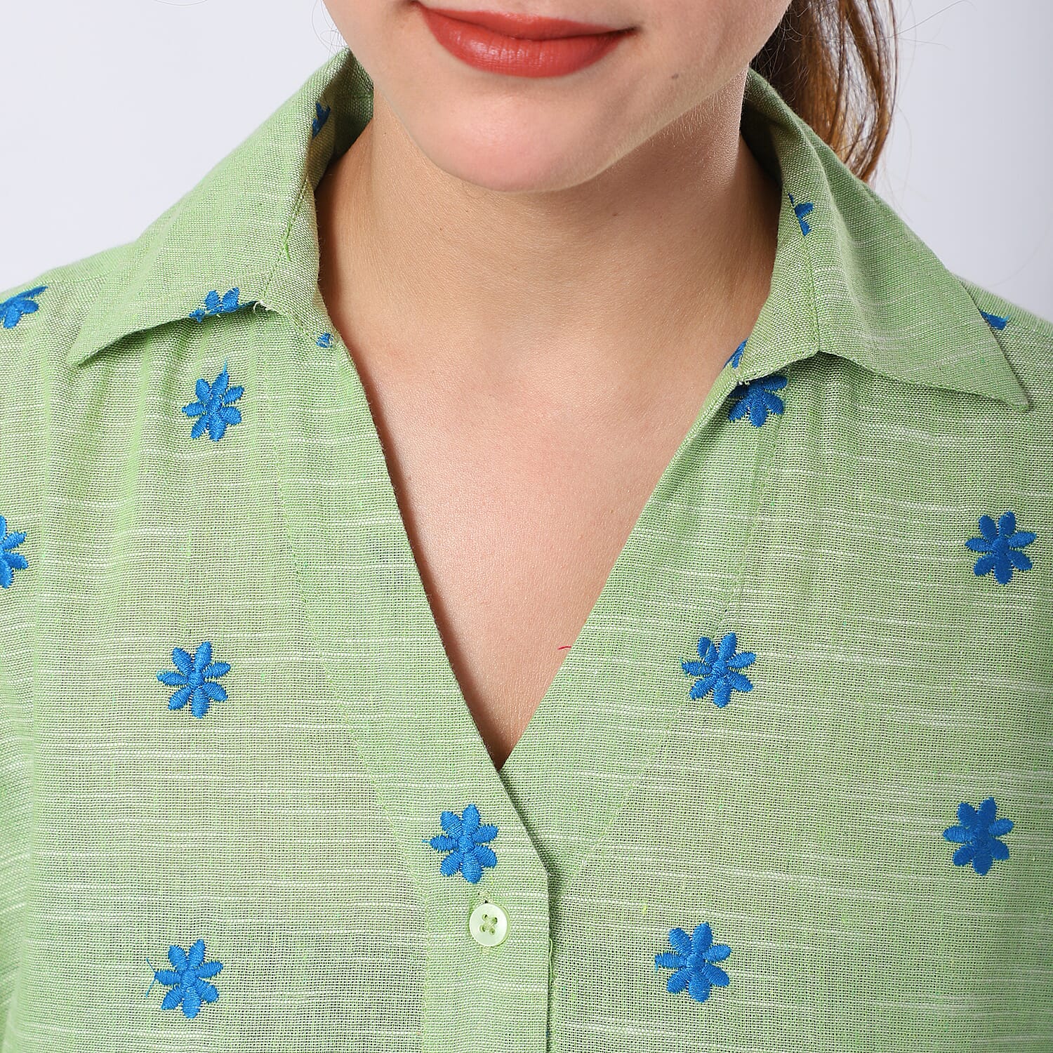 Pure Cotton Relaxed Fit Embroidered Long Sleeve Shirt