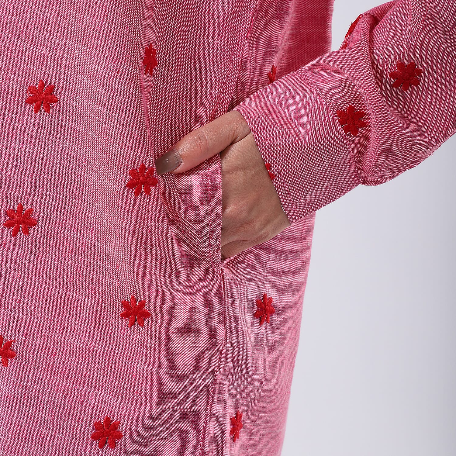 Pure Cotton Relaxed Fit Embroidered Long Sleeve Shirt