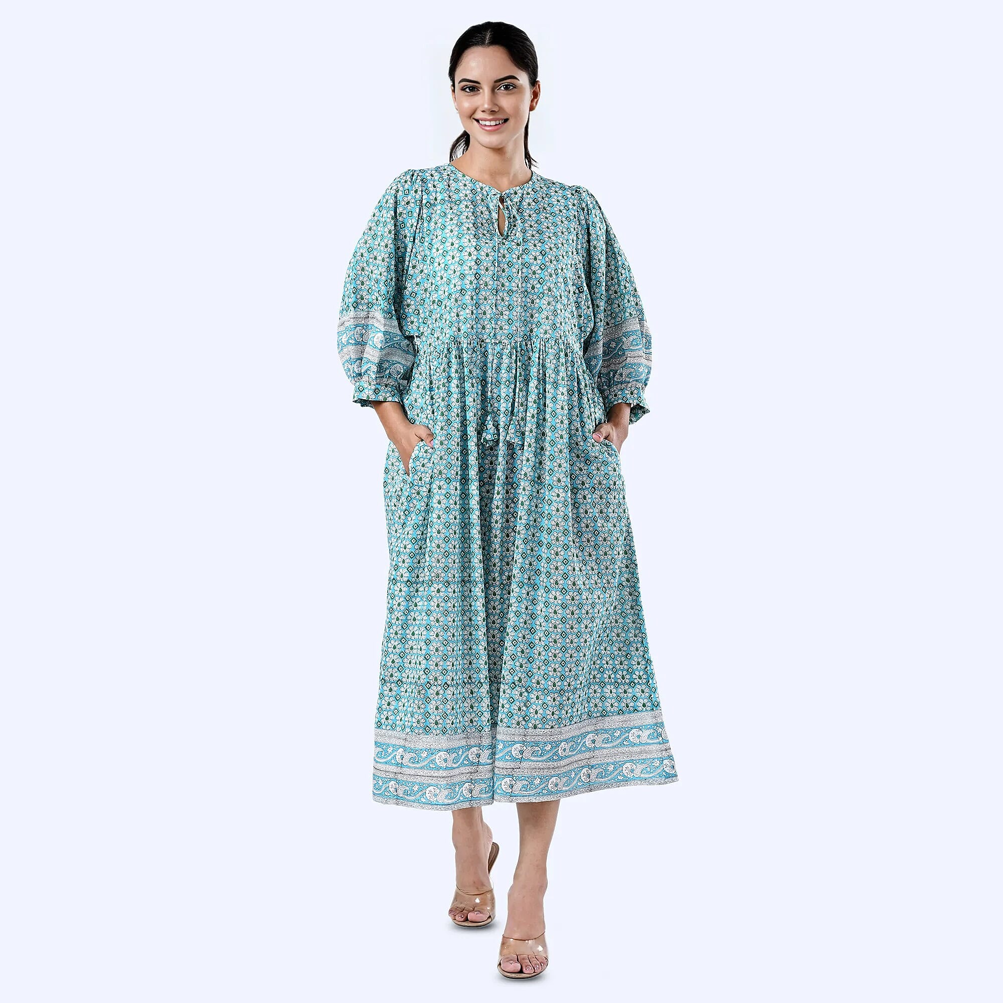Cotton-Block-Dress-Size-Small-Aqua-Aqua