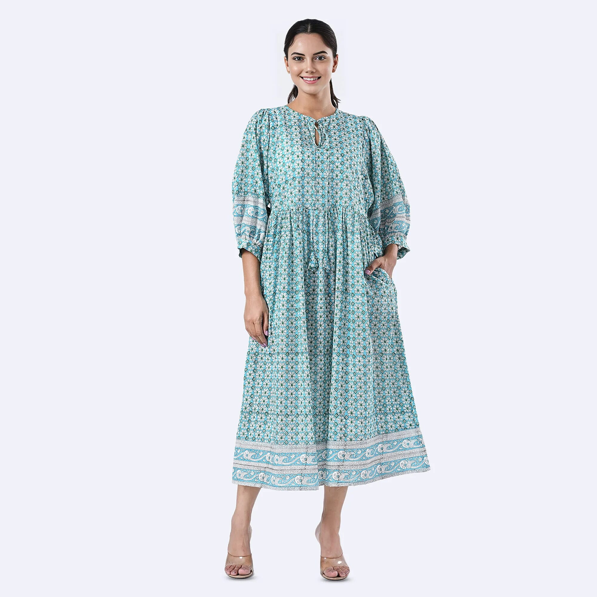 Cotton-Block-Dress-Size-Small-Aqua-Aqua