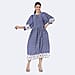 La Marey Womens Hand Block Print Cotton Dress with Bottom and Sleeve Hem Border 