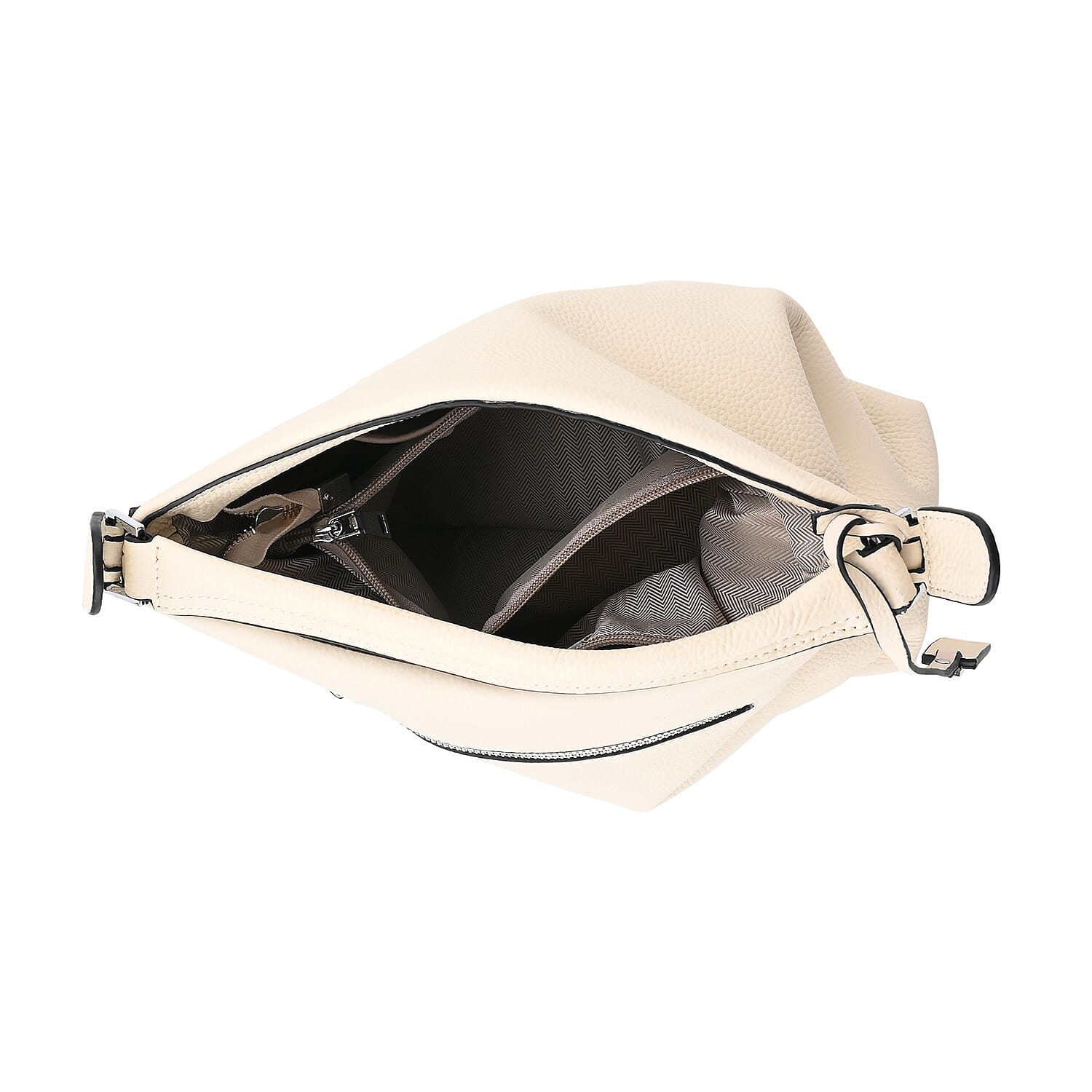 Closeout Deal- 100% Genuine Leather Hobo Bag - Cream Closeout Deal- 100% Genuine Leather Hobo Bag - Cream