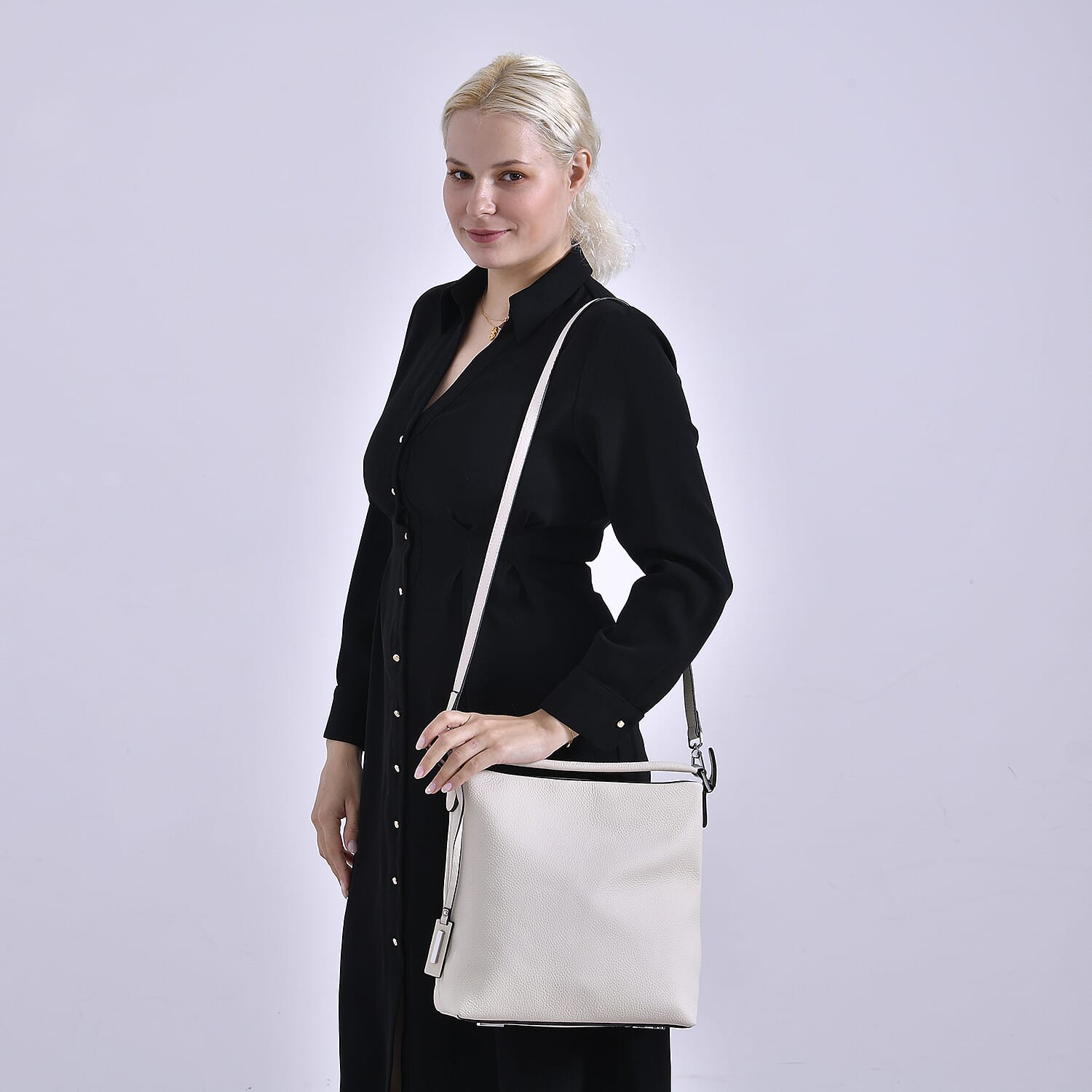 Closeout Deal- 100% Genuine Leather Hobo Bag - Cream Closeout Deal- 100% Genuine Leather Hobo Bag - Cream