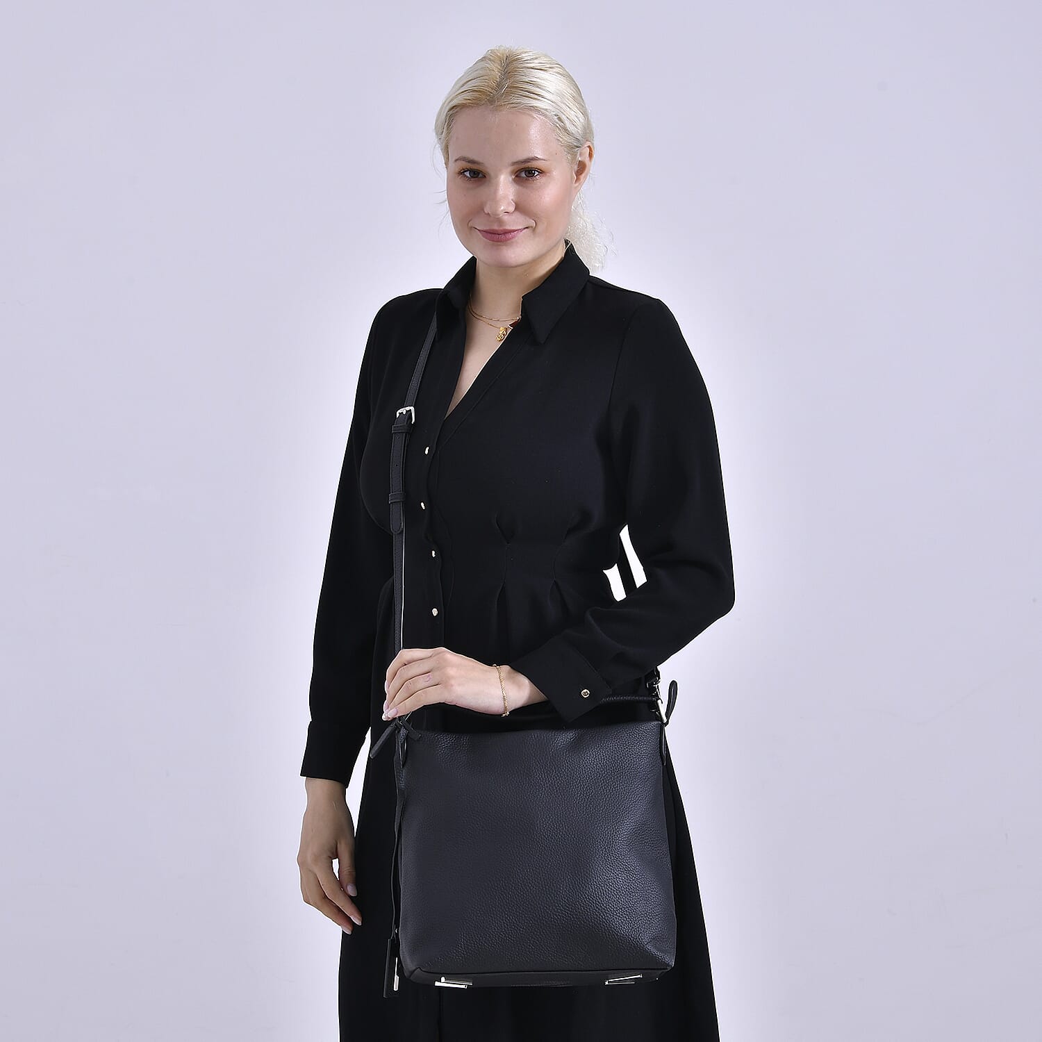 Closeout Deal- 100% Genuine Leather Hobo Bag - Black Closeout Deal- 100% Genuine Leather Hobo Bag - Black