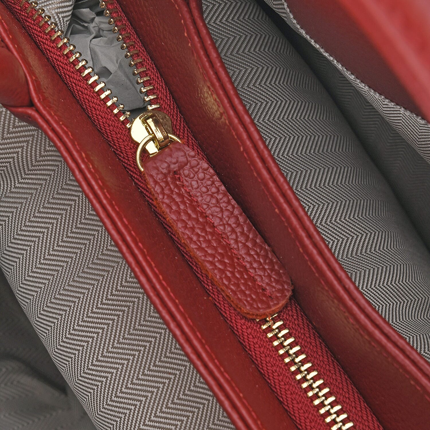 Closeout Deal - 100% Genuine Leather Weave Pattern Crossbody Bag - Burgundy