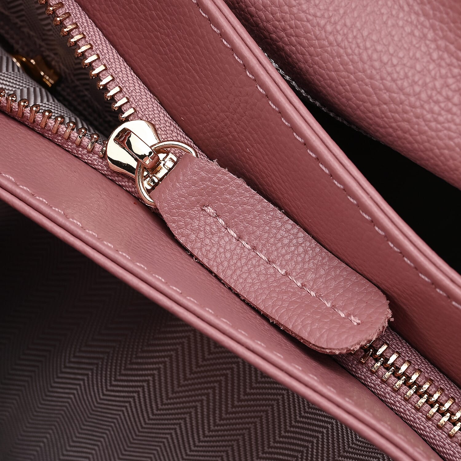 Closeout Deal - 100% Genuine Leather Weave Pattern Crossbody Bag - Pink