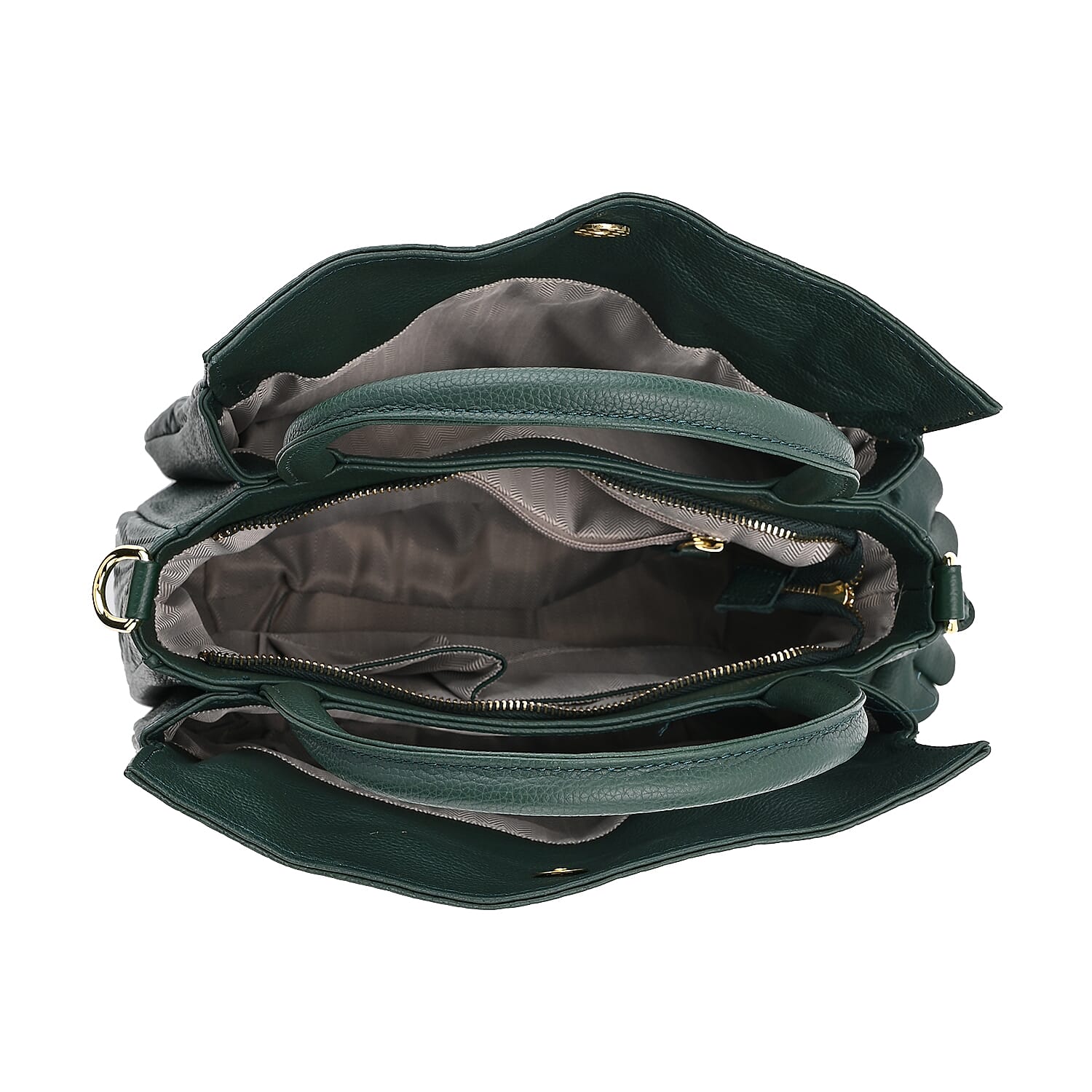 Closeout Deal - 100% Genuine Leather Weave Pattern Crossbody Bag - Green