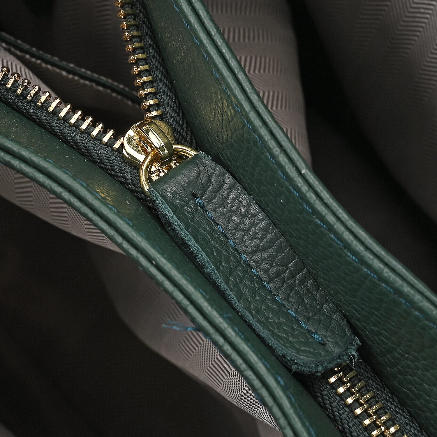 Closeout Deal - 100% Genuine Leather Weave Pattern Crossbody Bag - Green