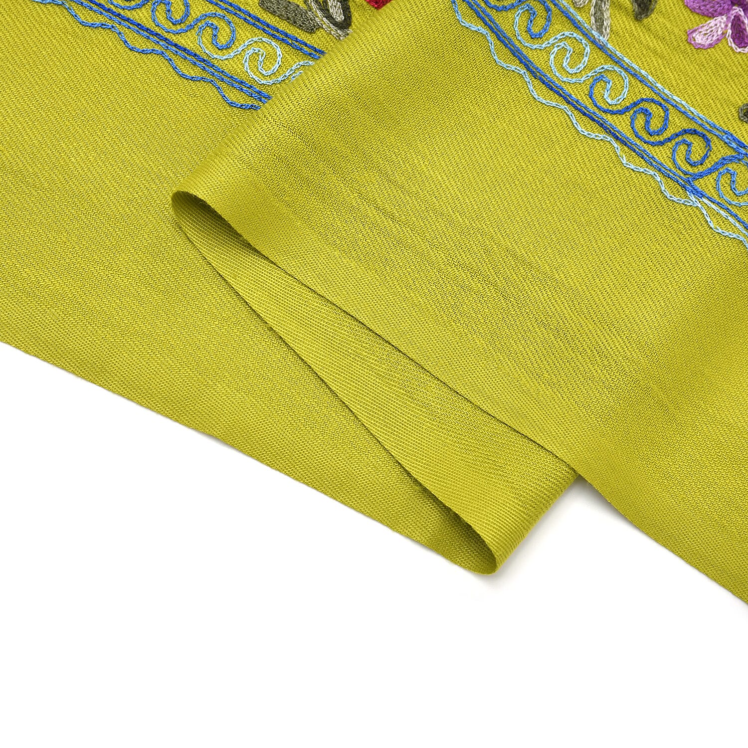 Close Out Embroidery Flower Pattern Super Soft Shawl (Size 180x70 cm) - Green