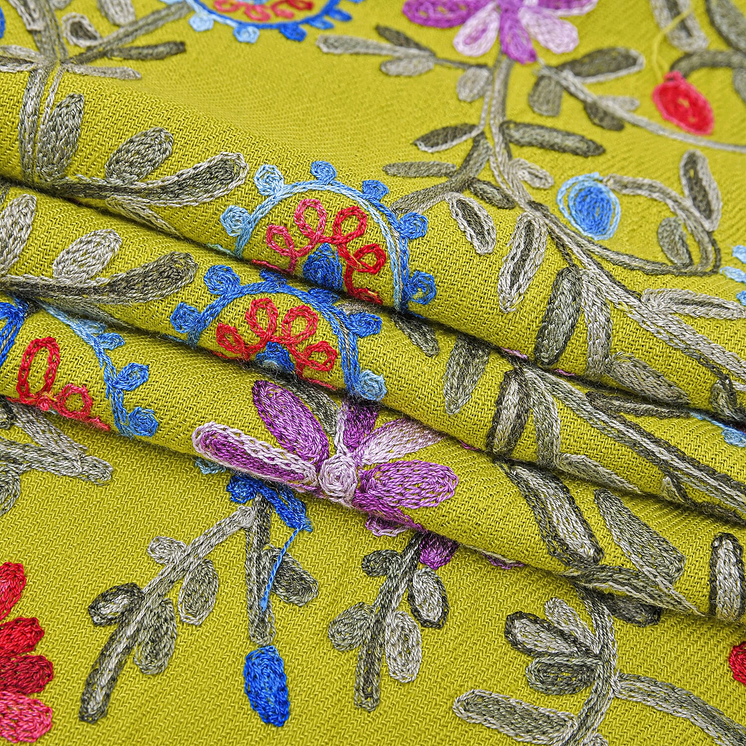 Close Out Embroidery Flower Pattern Super Soft Shawl (Size 180x70 cm) - Green