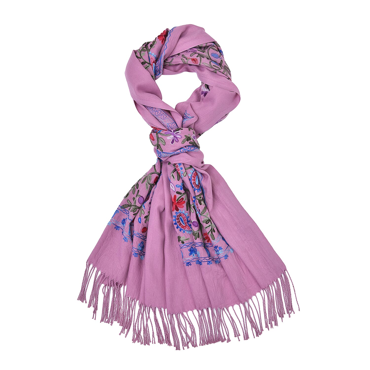 Close Out Embroidery Flower Pattern Super Soft Shawl (Size 180x70 cm) - Pink