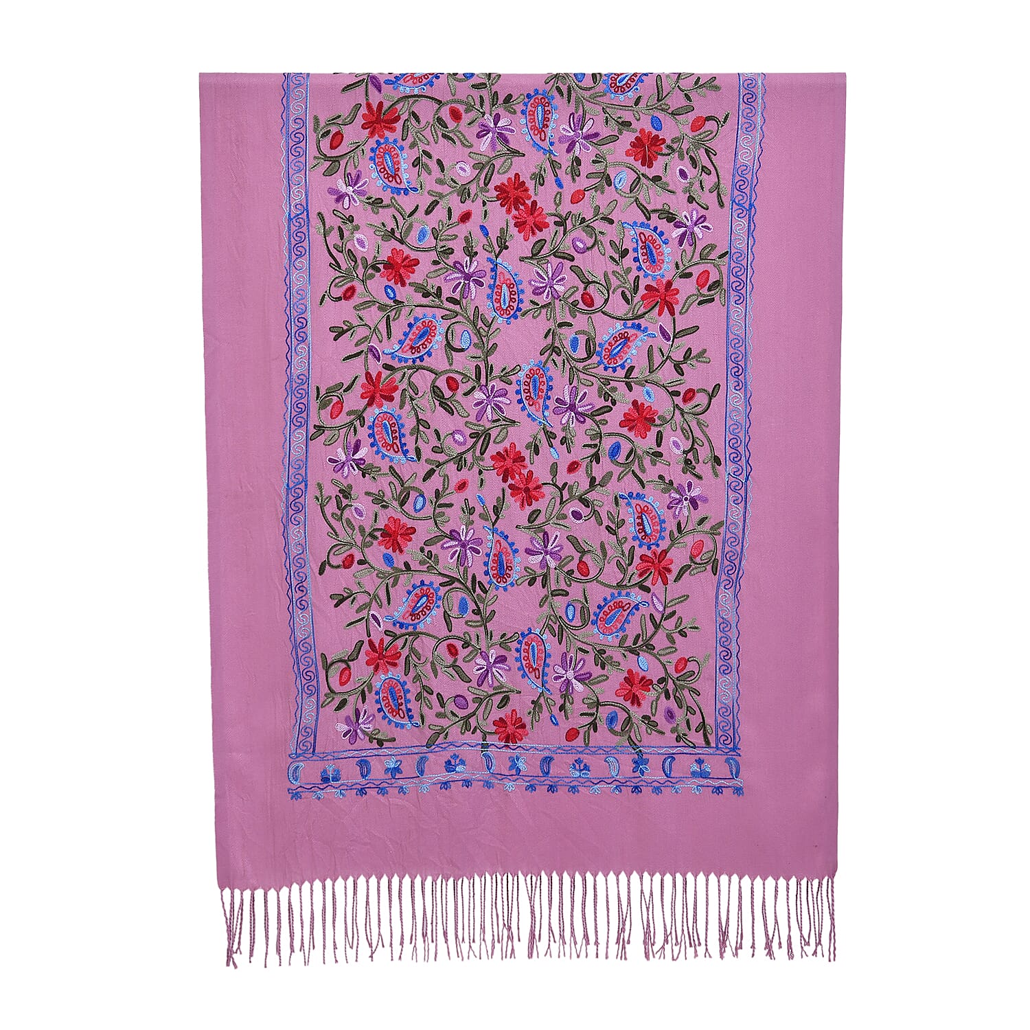 Close Out Embroidery Flower Pattern Super Soft Shawl (Size 180x70 cm) - Pink