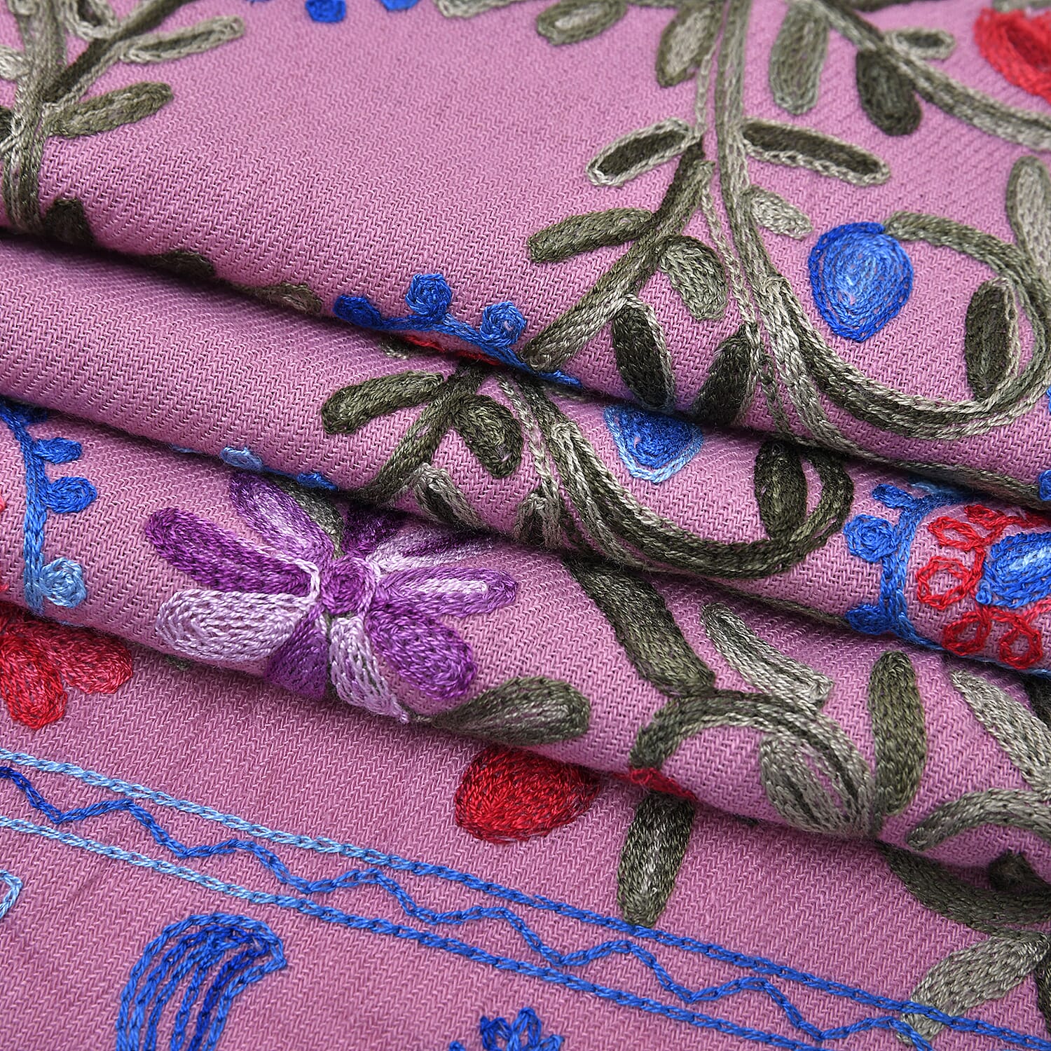 Close Out Embroidery Flower Pattern Super Soft Shawl (Size 180x70 cm) - Pink