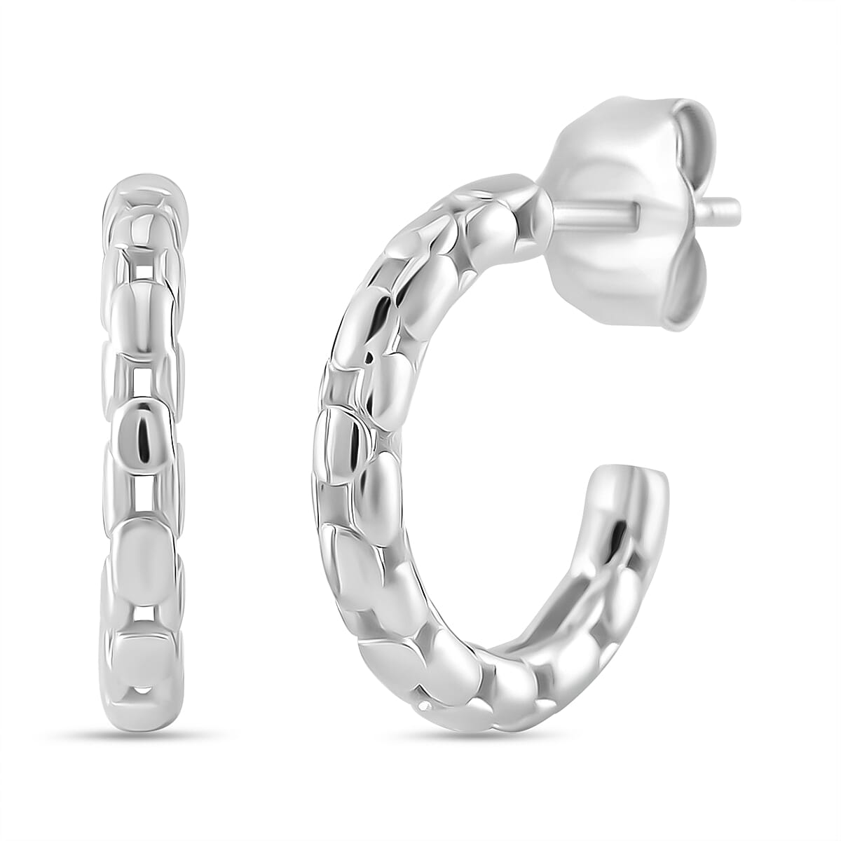 LUCY Q - Bubble Collection Solitaire Stud Push Post Earring with Push Back in Rhodium Overlay Sterling Silver