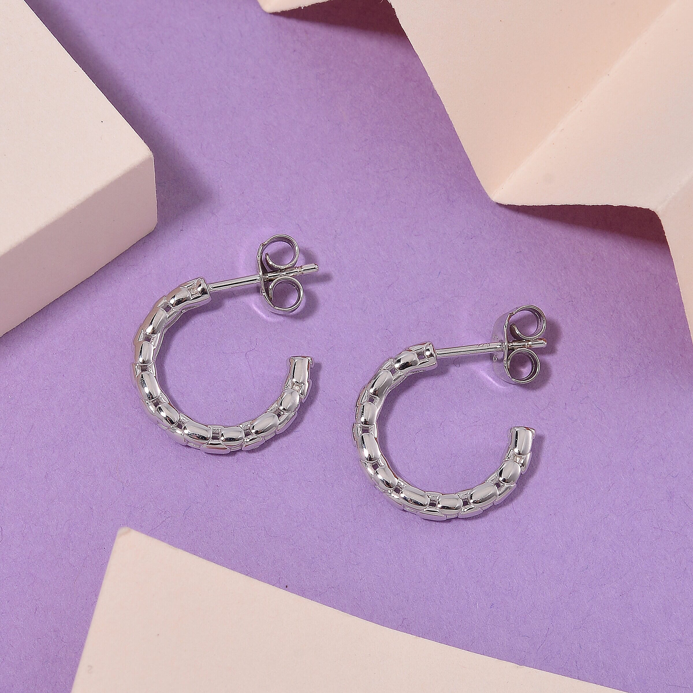 LUCY Q - Bubble Collection Solitaire Stud Push Post Earring with Push Back in Rhodium Overlay Sterling Silver