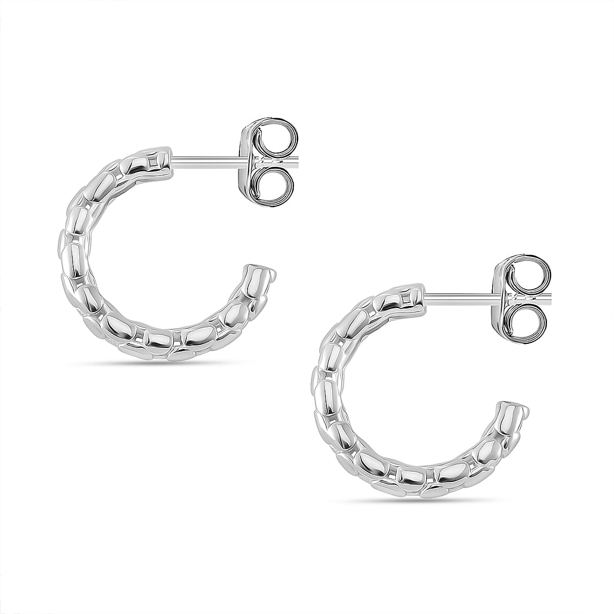 LUCY Q - Bubble Collection Solitaire Stud Push Post Earring with Push Back in Rhodium Overlay Sterling Silver