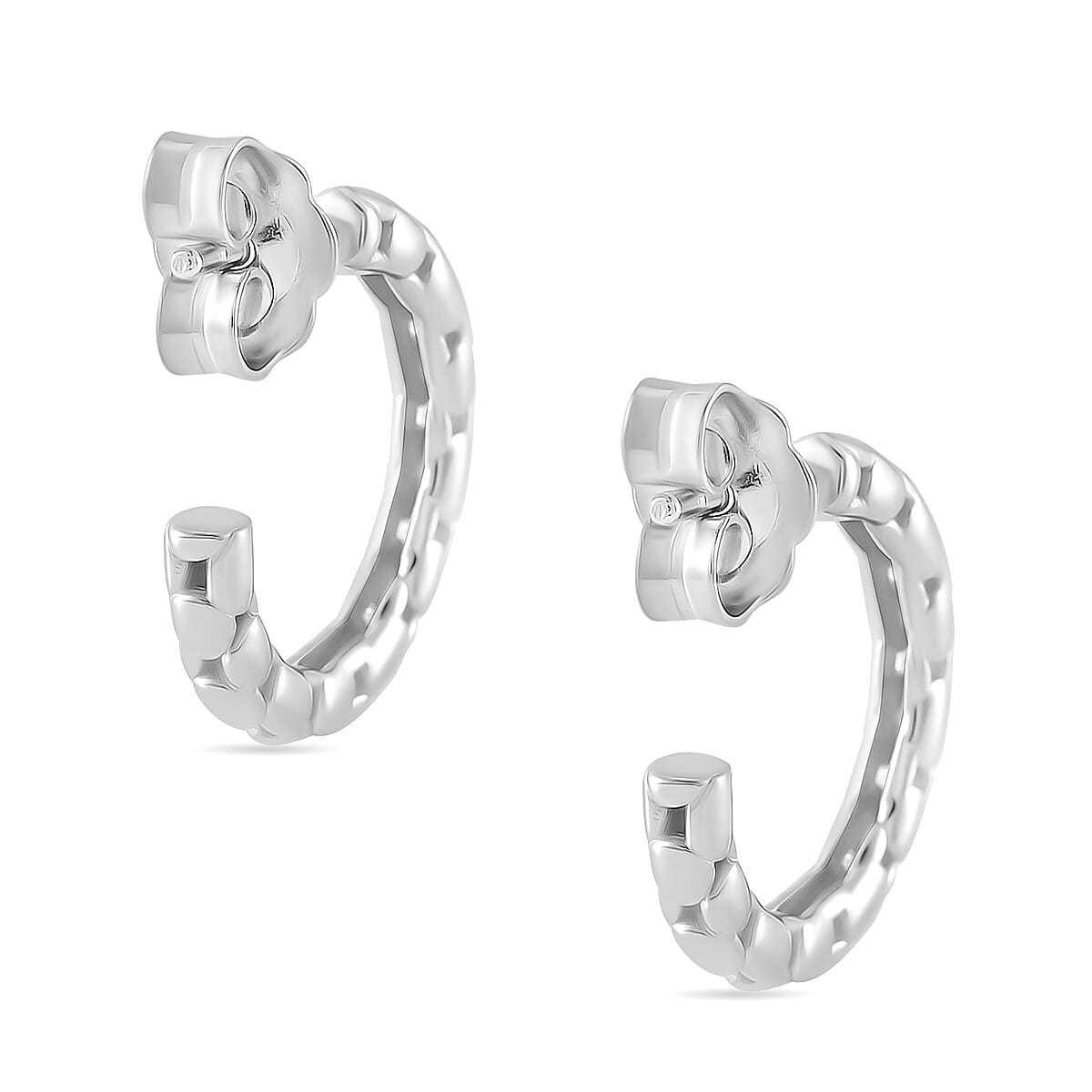 LUCY Q - Bubble Collection Solitaire Stud Push Post Earring with Push Back in Rhodium Overlay Sterling Silver