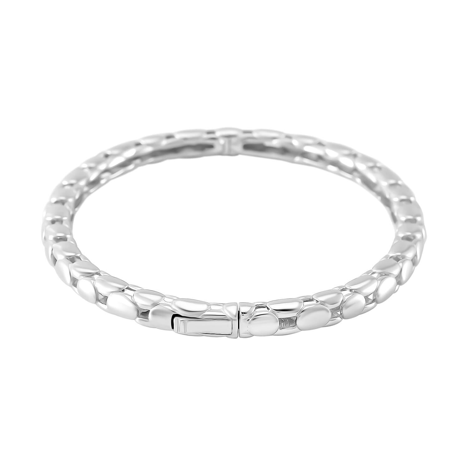 LUCY Q - Bubble Collection Full Bangle (Size -7.5) in Rhodium Overlay Sterling Silver, Silver Wt. 15.00 Gms.