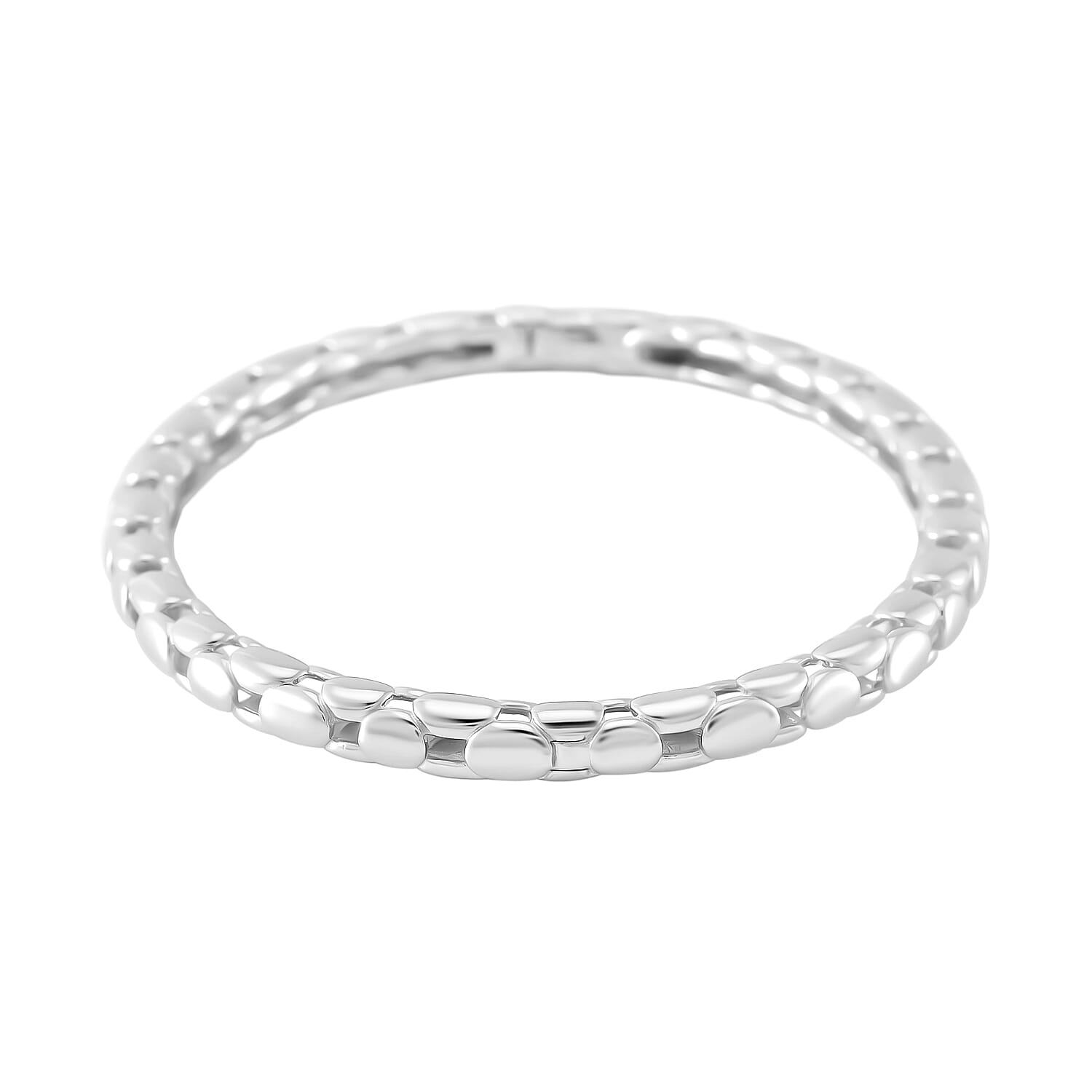LUCY Q - Bubble Collection Full Bangle (Size -7.5) in Rhodium Overlay Sterling Silver, Silver Wt. 15.00 Gms.