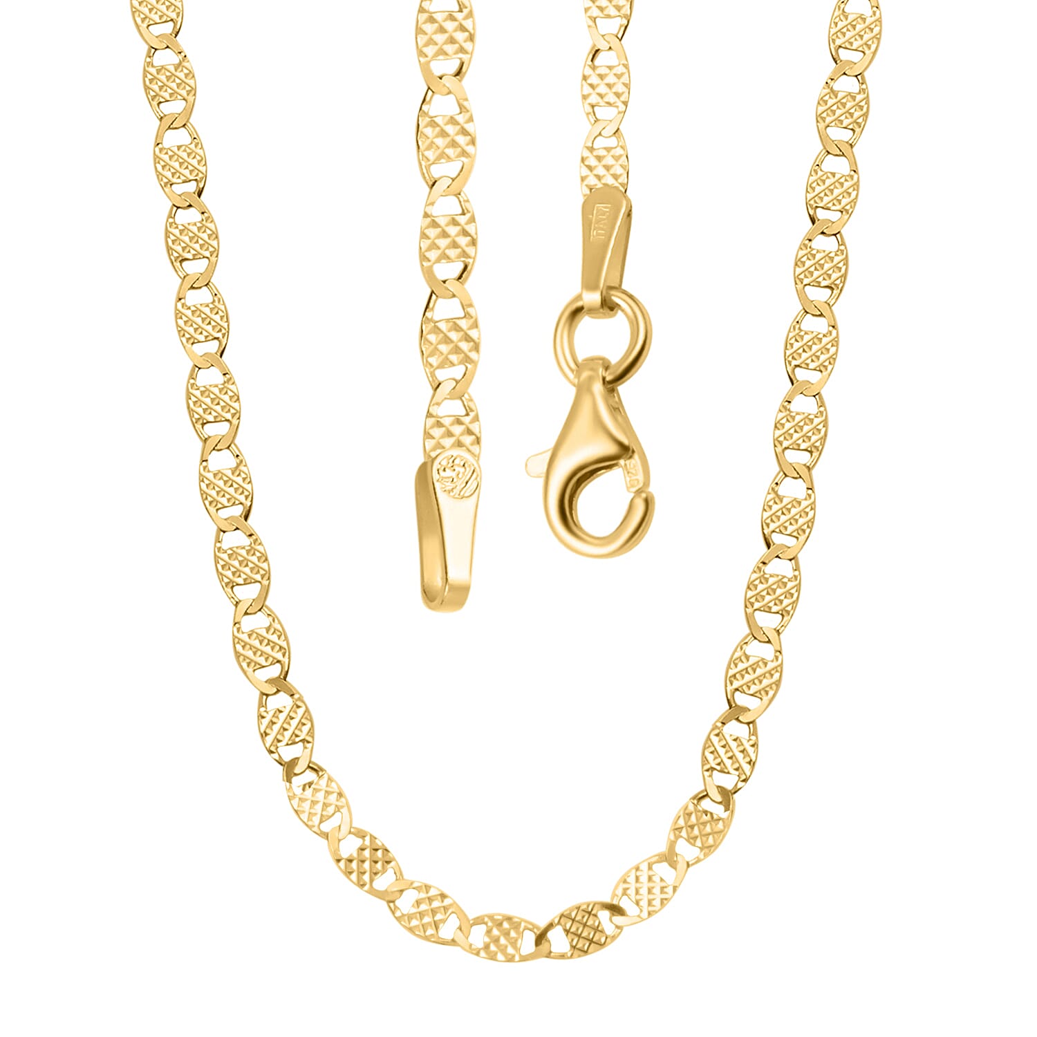 NY Close Out- Sterling Silver Necklace (Size - 20) With Gold Overlay