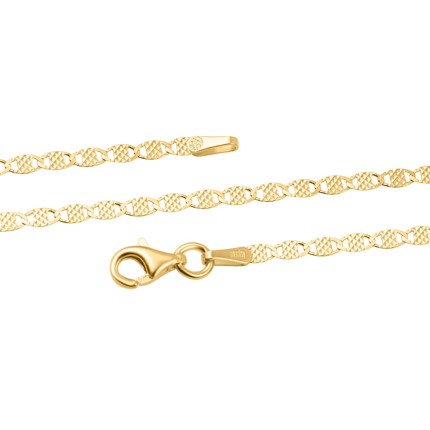 NY Close Out- Sterling Silver Necklace (Size - 20) With Gold Overlay