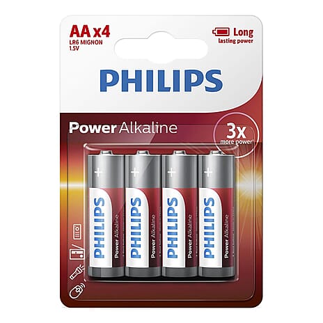 Philips Pack of 4 Power Alkaline AA Batteries